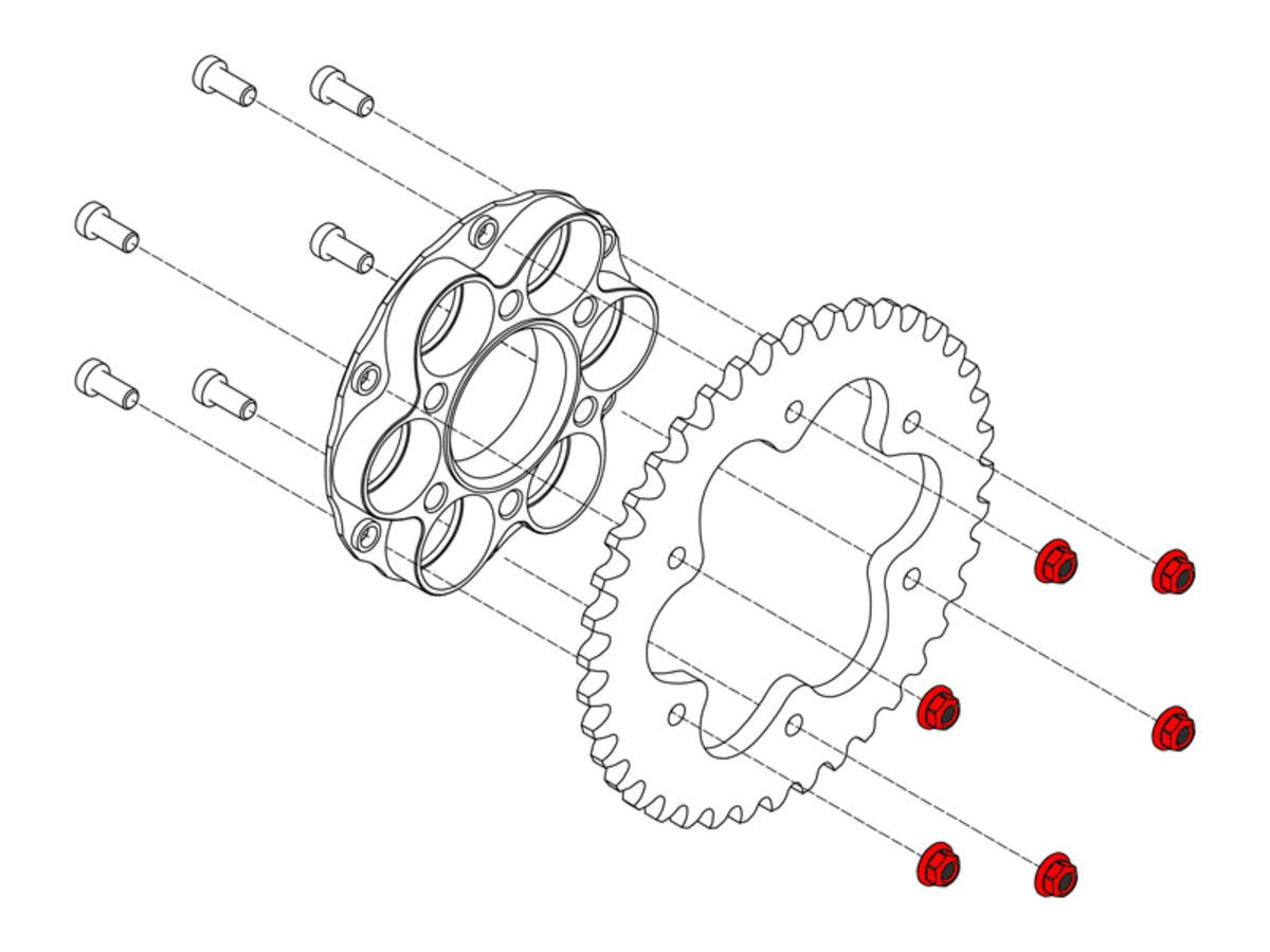 DA388X - CNC RACING Ducati Titanium Gear Ring Nuts (M8x1.25)