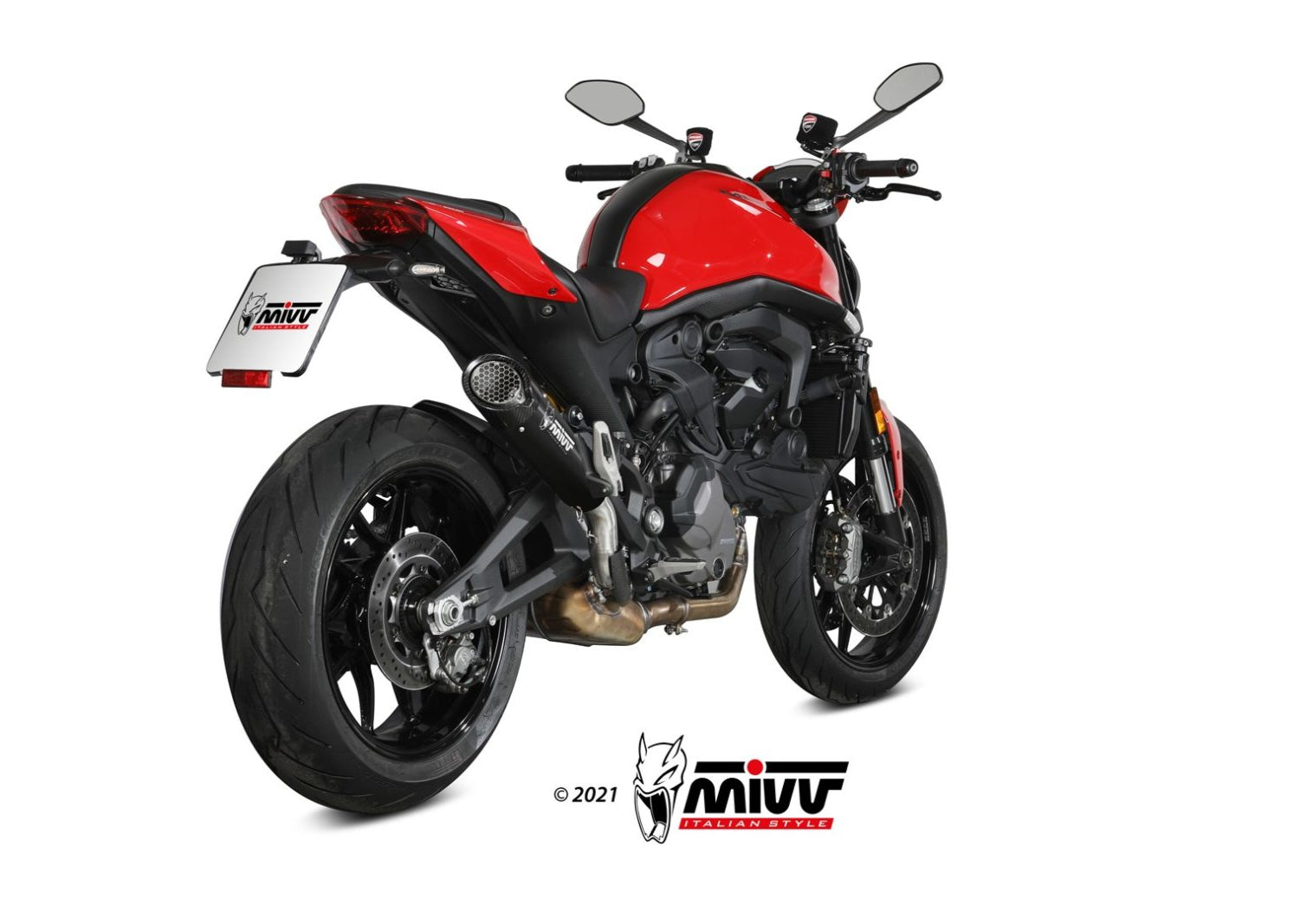 MIVV D.048 Ducati Monster 950 / 937 (2021+) Slip-on Exhaust "X-M5" (black; approved) – Accessories in the 2WheelsHero Motorcycle Aftermarket Accessories and Parts Online Shop