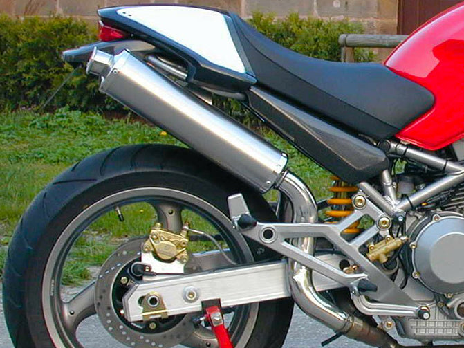 SPARK Ducati Monster 600/900 High Position Slip-on Exhaust "Round" (EU homologated; steel)