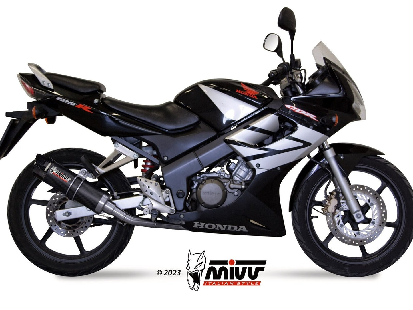 MIVV H.043 HONDA CBR 125 R ( 2004 / 10 ) Full System Exhaust "GP" (carbon + cap; approved) – Accessories in the 2WheelsHero Motorcycle Aftermarket Accessories and Parts Online Shop