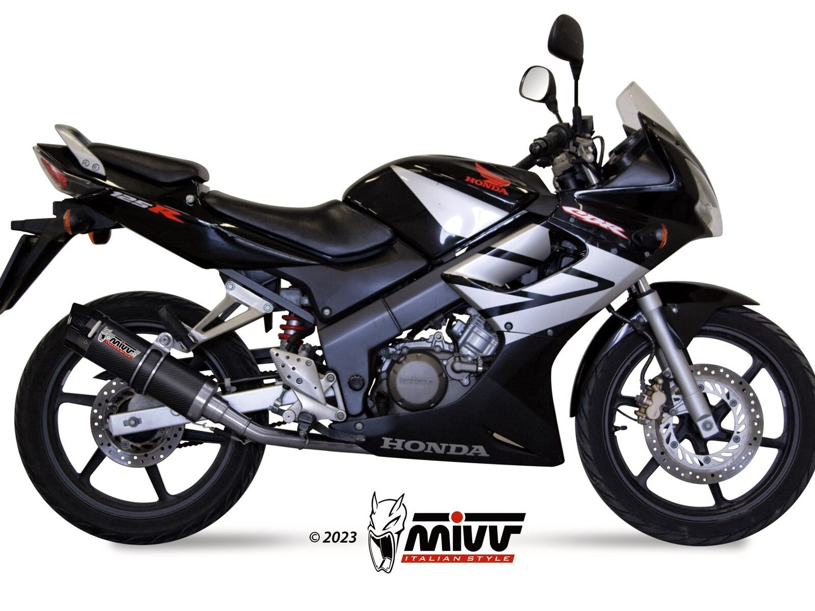 MIVV H.043 HONDA CBR 125 R ( 2004 / 10 ) Full System Exhaust "GP" (carbon + cap; approved) – Accessories in the 2WheelsHero Motorcycle Aftermarket Accessories and Parts Online Shop