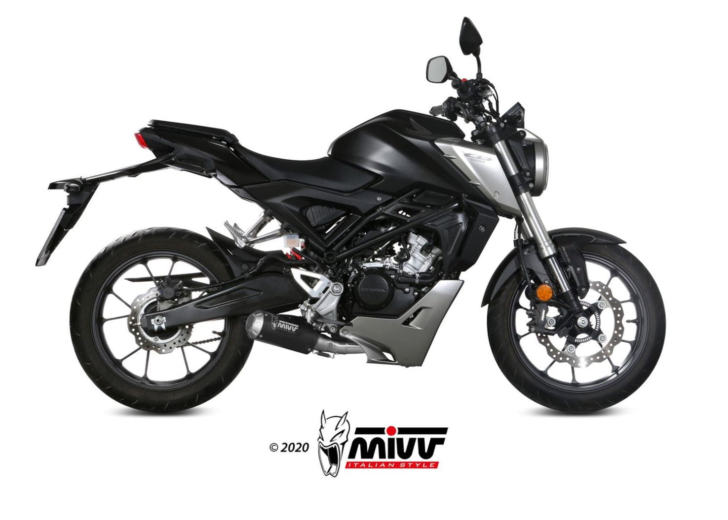 MIVV H.076 HONDA CB 125 R ( 2018 / 20 ) Full System Exhaust "MK3" (black; not approved) – Accessories in the 2WheelsHero Motorcycle Aftermarket Accessories and Parts Online Shop