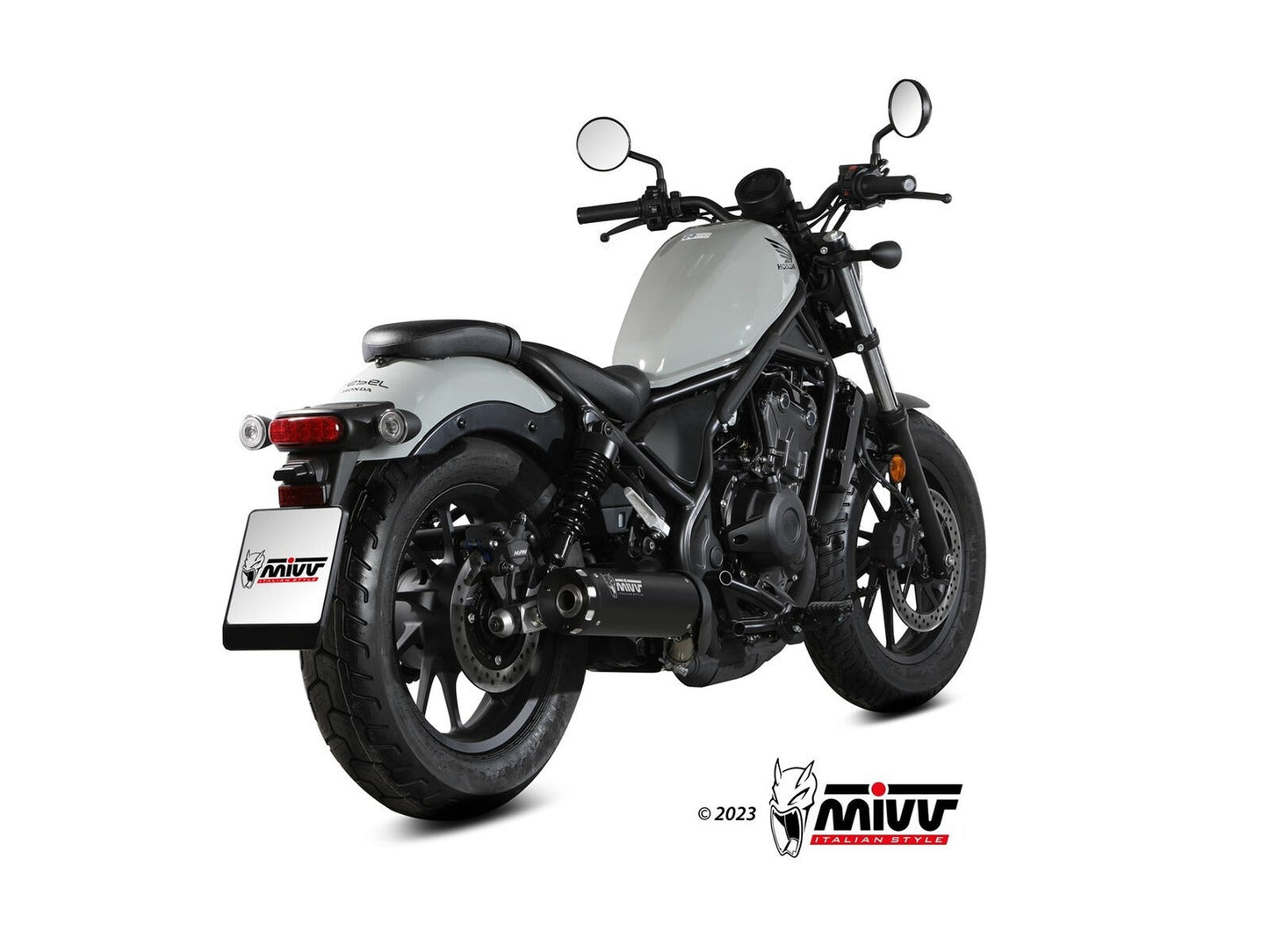 MIVV H.091 Honda CMX 500 REBEL ( 2022+ ) Slip-on Exhaust "HR-1" (black + aluminium back; approved) – Accessories in the 2WheelsHero Motorcycle Aftermarket Accessories and Parts Online Shop