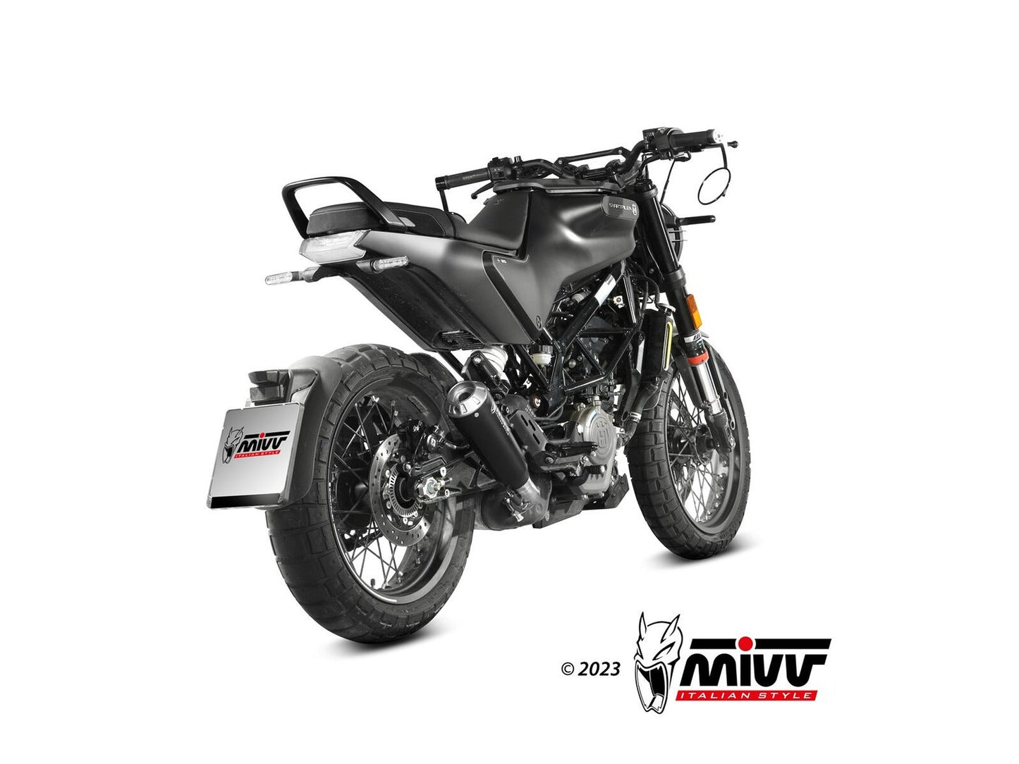 MIVV HU.005 Husqvarna Svartpilen 125 (21/23) Slip on Exhaust "X-M1" (black; approved) – Accessories in the 2WheelsHero Motorcycle Aftermarket Accessories and Parts Online Shop