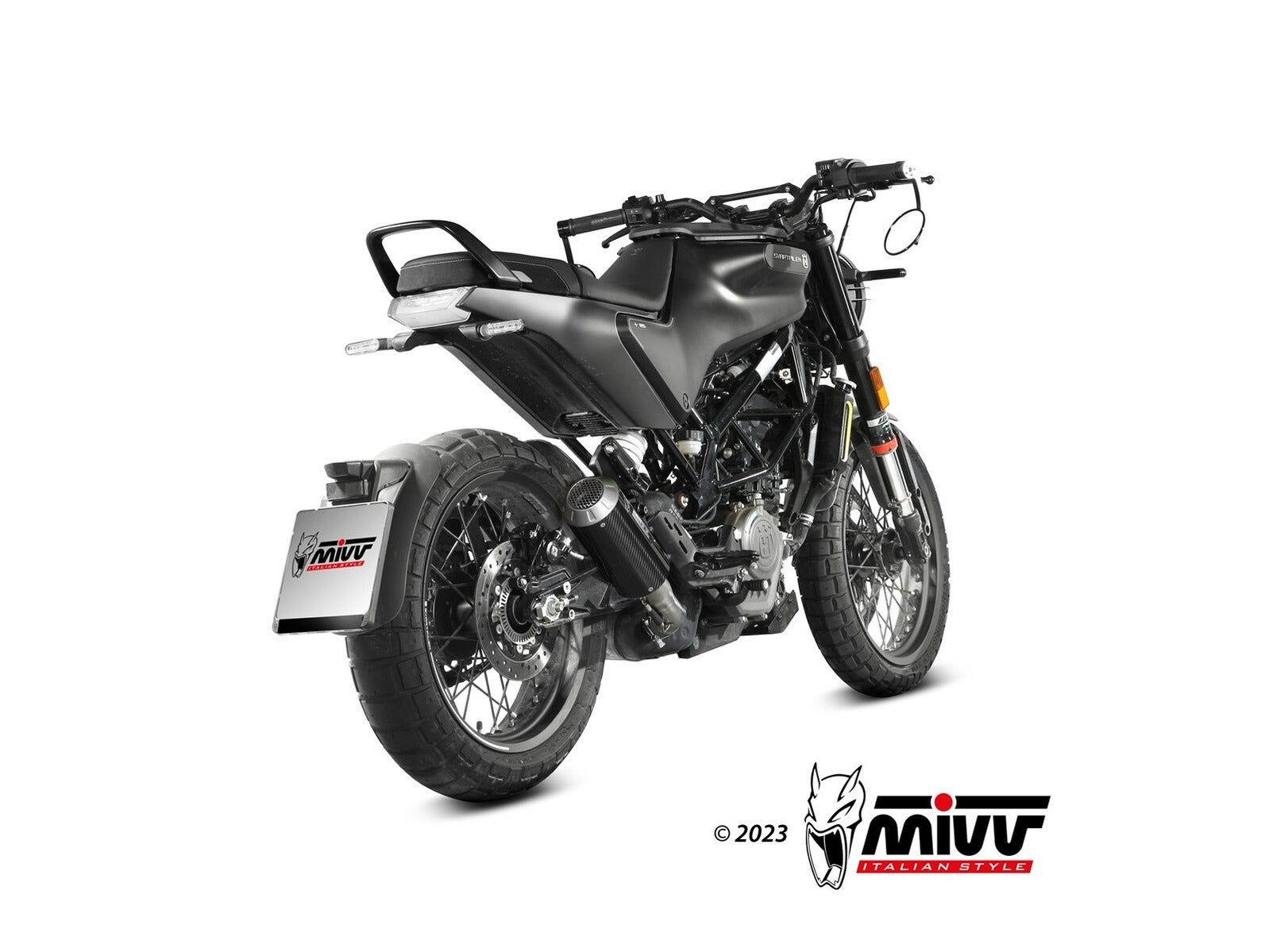 MIVV HU.005 Husqvarna Svartpilen 125 (21/23) Slip on Exhaust "MK3" (carbon; not approved) – Accessories in the 2WheelsHero Motorcycle Aftermarket Accessories and Parts Online Shop