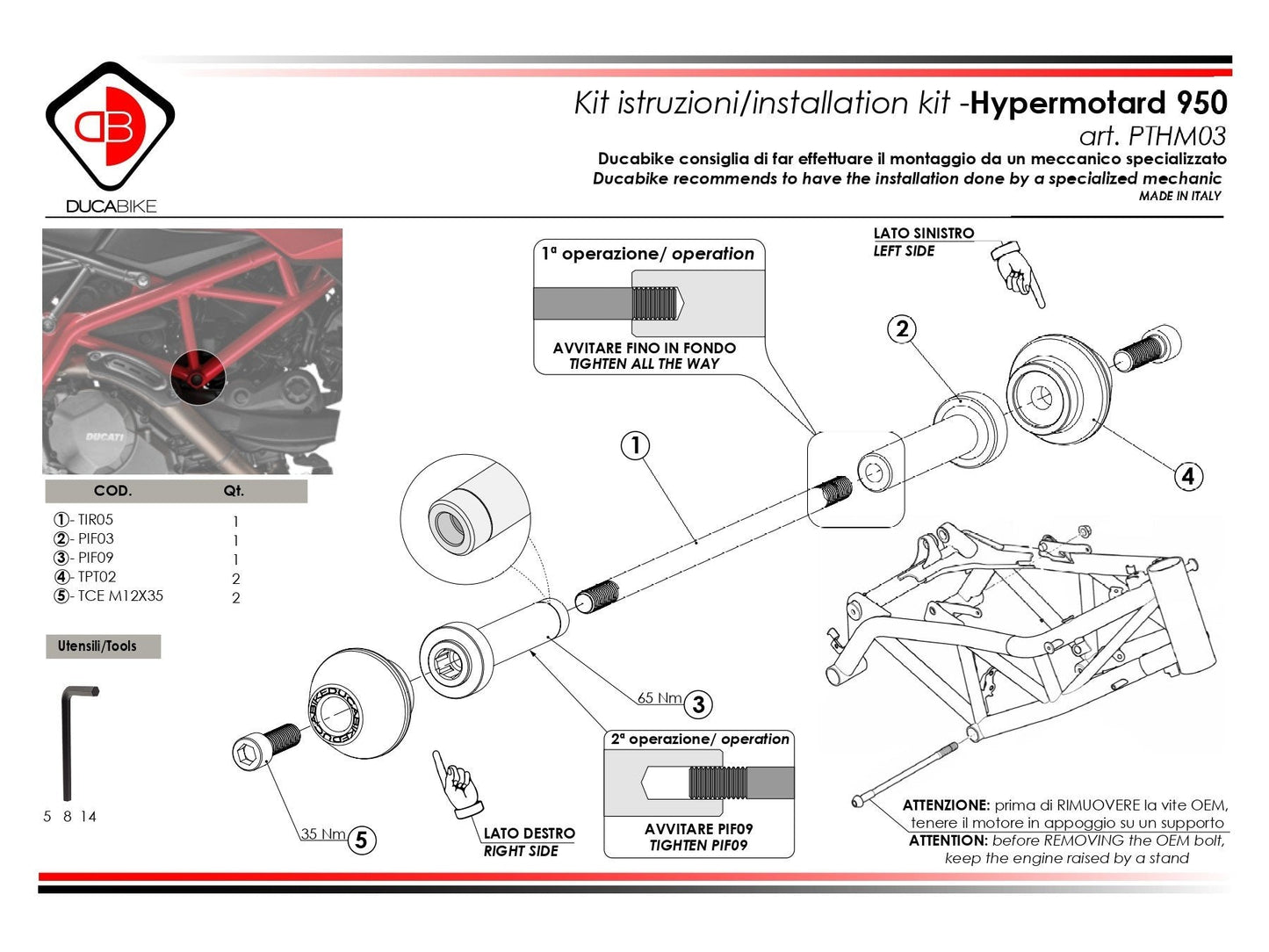 PTHM03 - DUCABIKE Ducati Frame Crash Protection Sliders