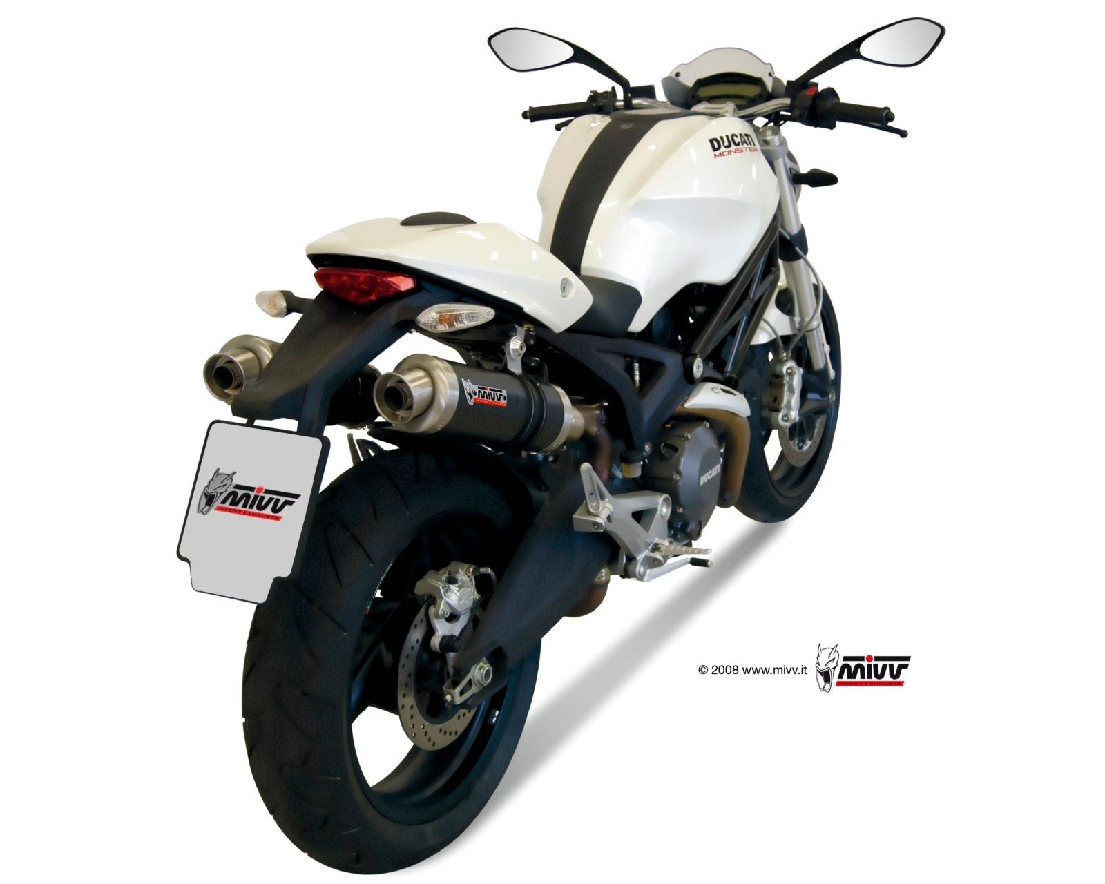 MIVV D.023 Ducati Monster 696 (08/14) Dual Slip-on Exhaust "GP" (carbon; approved) – Accessories in the 2WheelsHero Motorcycle Aftermarket Accessories and Parts Online Shop