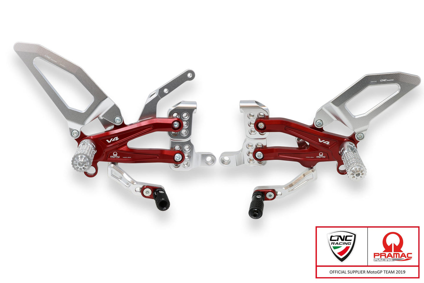 PE408PR - CNC RACING Ducati Panigale V4 (2018+) Adjustable Rearset "RPS Carbon" (Pramac Racing edition)