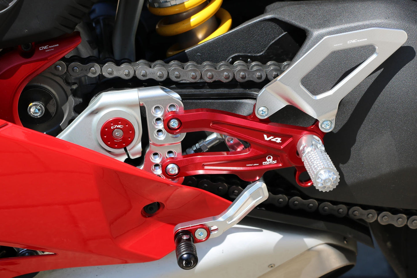 PE408PR - CNC RACING Ducati Panigale V4 (2018+) Adjustable Rearset "RPS Carbon" (Pramac Racing edition)