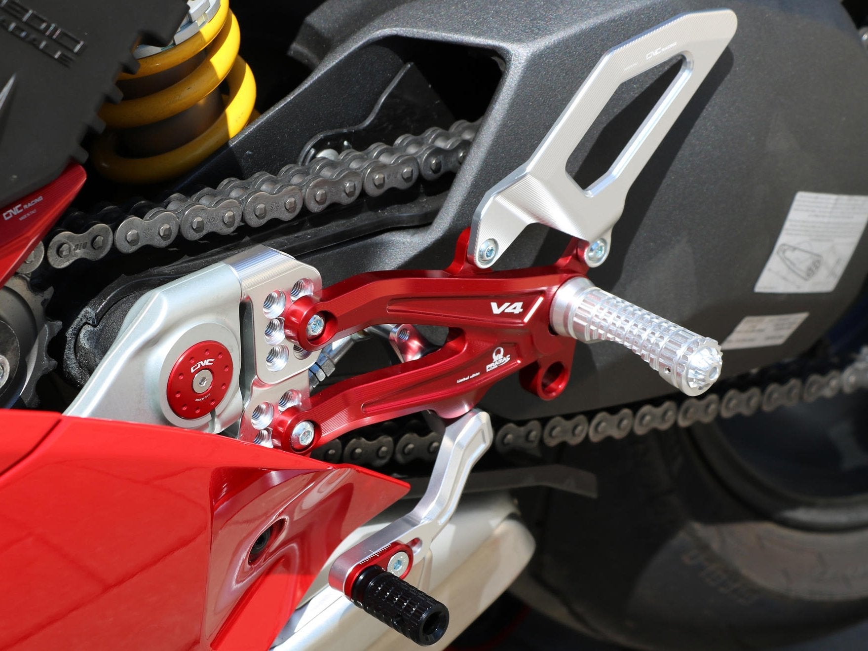 PE407PR - CNC RACING Ducati Panigale V4 (18/24) Adjustable Rearset "Easy" (Pramac Racing edition) – Accessories in the Factory Racing Motorcycle Aftermarket Accessories and Parts Online Shop