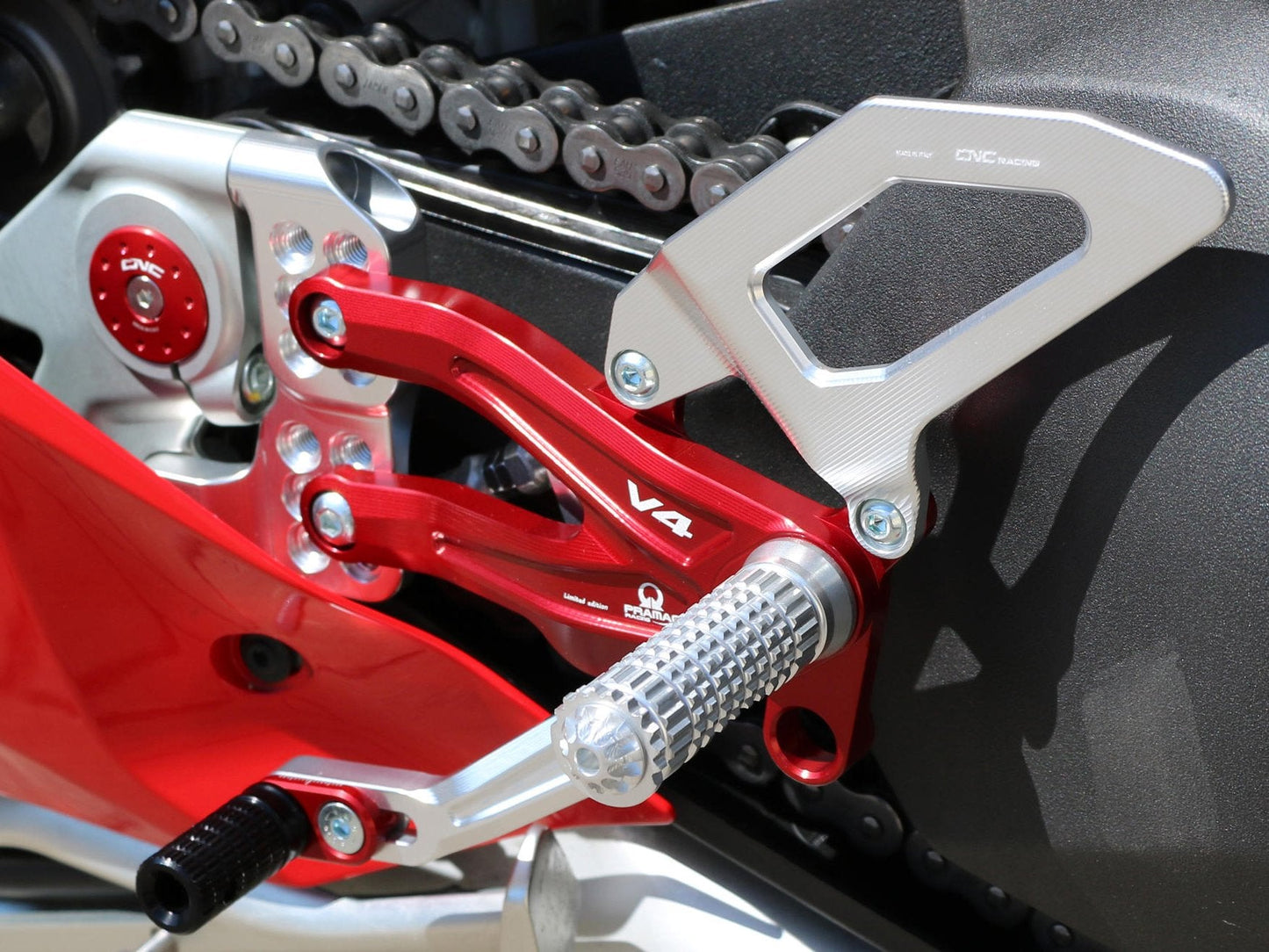 PE407PR - CNC RACING Ducati Panigale V4 (18/24) Adjustable Rearset "Easy" (Pramac Racing edition) – Accessories in the Factory Racing Motorcycle Aftermarket Accessories and Parts Online Shop