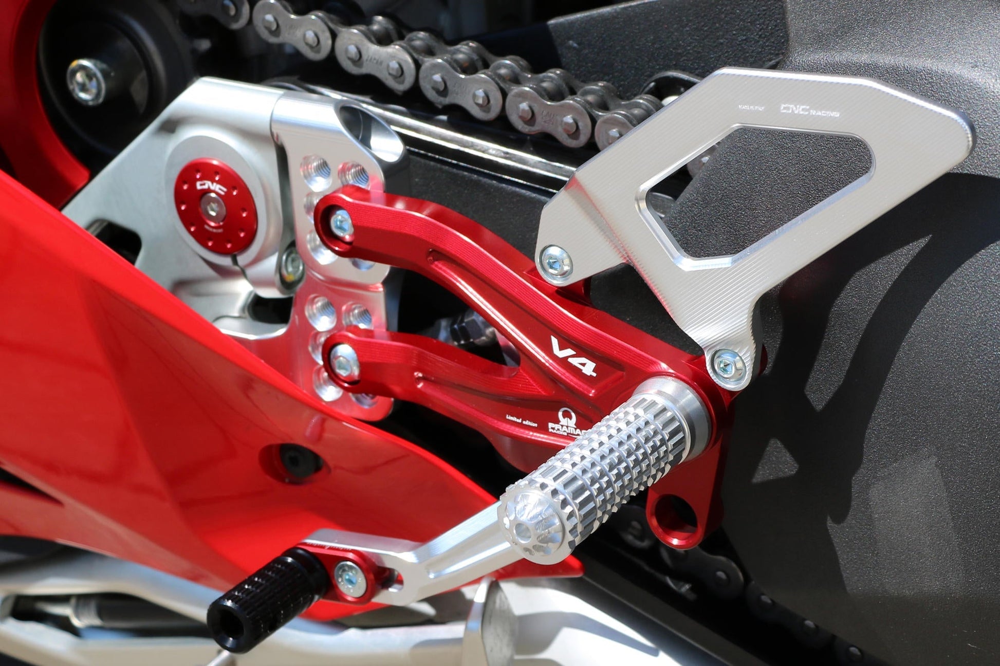 PE406PR - CNC RACING Ducati Panigale V4 (18/24) Adjustable Rearset "RPS" (Pramac Racing edition) – Accessories in the Factory Racing Motorcycle Aftermarket Accessories and Parts Online Shop
