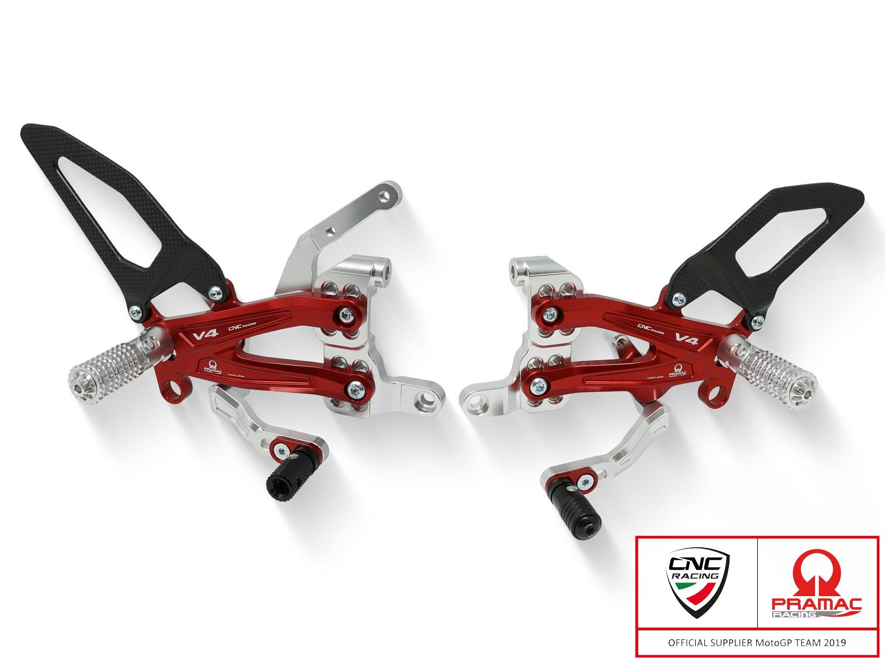 PE406PR - CNC RACING Ducati Panigale V4 (18/24) Adjustable Rearset "RPS" (Pramac Racing edition) – Accessories in the Factory Racing Motorcycle Aftermarket Accessories and Parts Online Shop