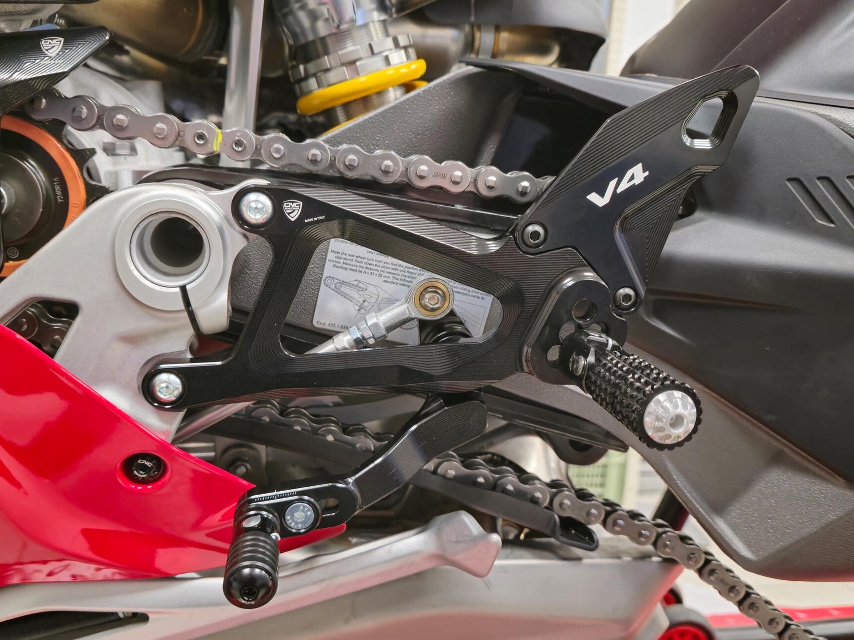CNC RACING PE414 Ducati Panigale V4 / V4S (2025+) Adjustable Rearsets – Accessories in the Factory Racing Motorcycle Aftermarket Accessories and Parts Online Shop