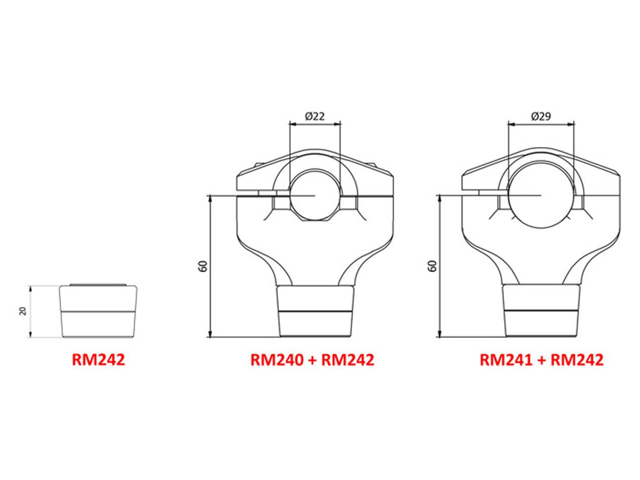 RM242 - CNC RACING Ducati Monster / Hypermotard Handlebar Riser Upper (H 20 mm)