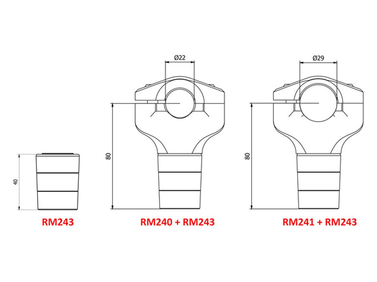 RM243 - CNC RACING Ducati Monster / Hypermotard Handlebar Riser Upper (H 40 mm)