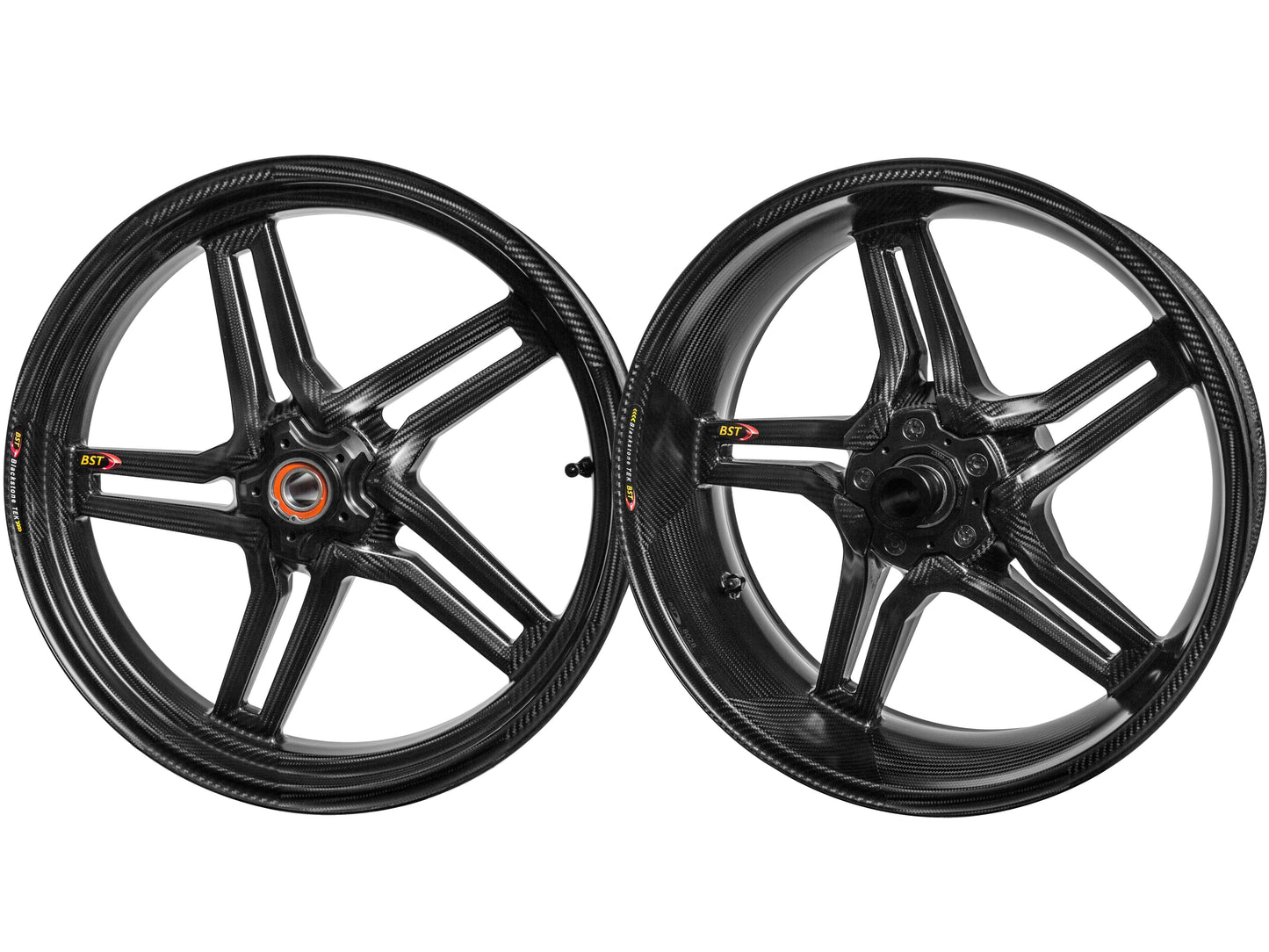 BST Ducati Panigale 1199/1299 Carbon Wheels Set "Rapid TEK" (front & offset rear, 5 slanted spokes, black hubs)