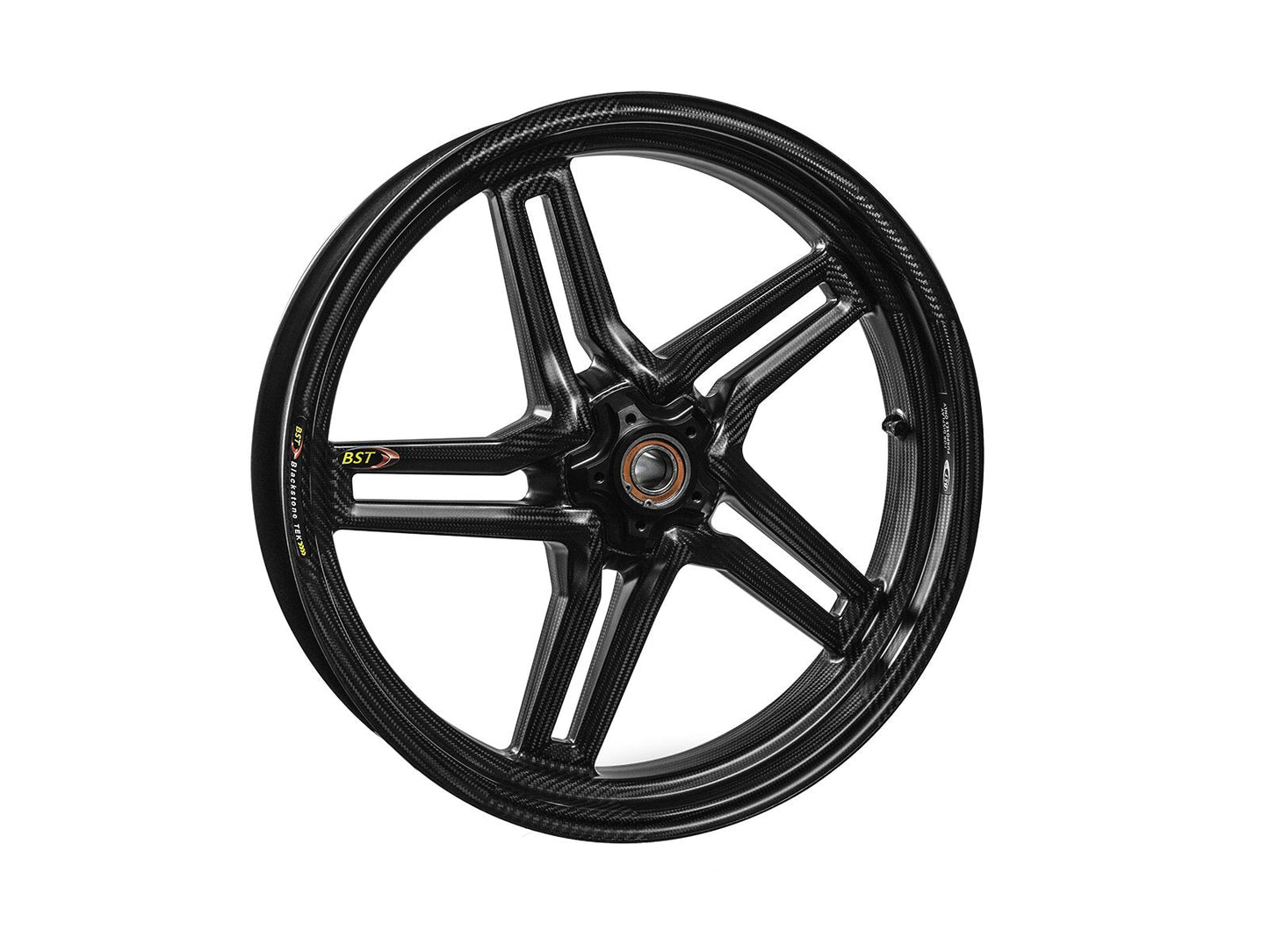 BST Aprilia RSV4 Carbon Wheel "Rapid TEK" (front, 5 slanted spokes, black hubs)