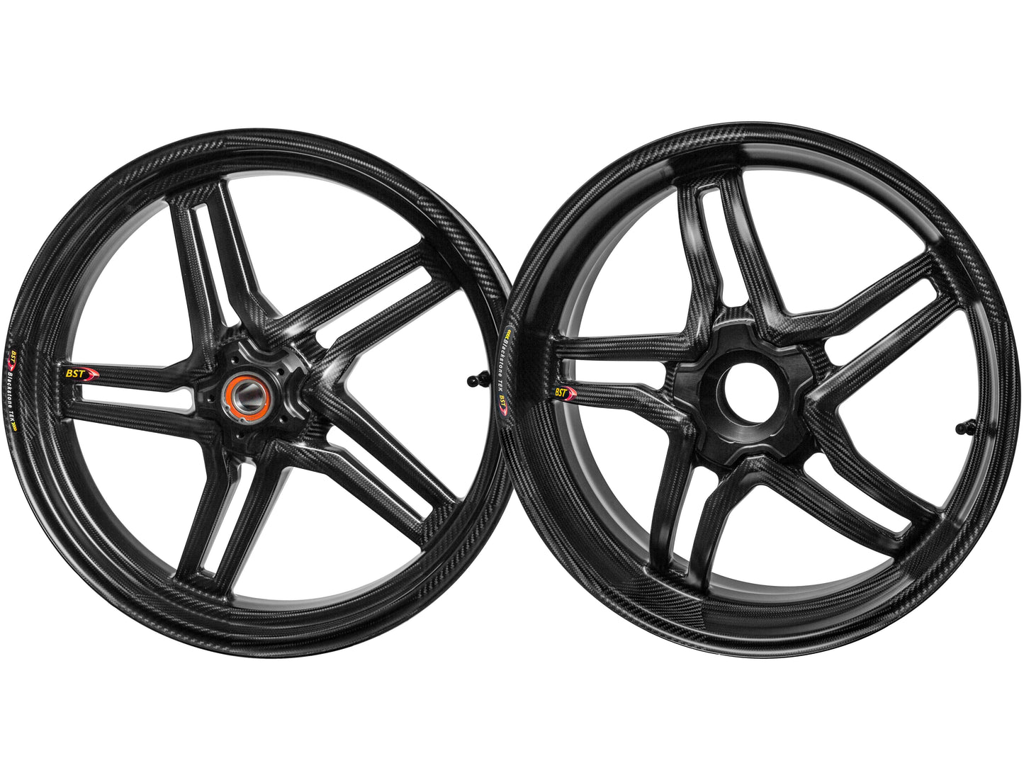 BST Ducati Panigale 1199/1299 Carbon Wheels Set "Rapid TEK" (front & offset rear, 5 slanted spokes, black hubs)