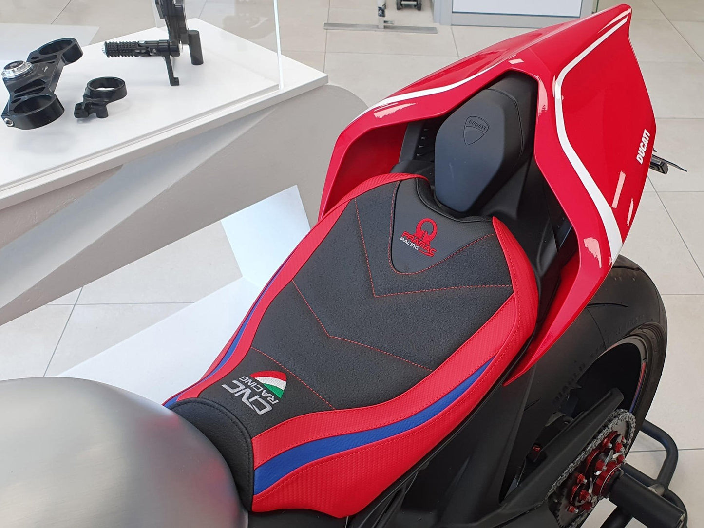 SLD01PR - CNC RACING Ducati Panigale V4 (18/24) Ultragrip Seat Cover (Pramac edition) – Accessories in the Factory Racing Motorcycle Aftermarket Accessories and Parts Online Shop