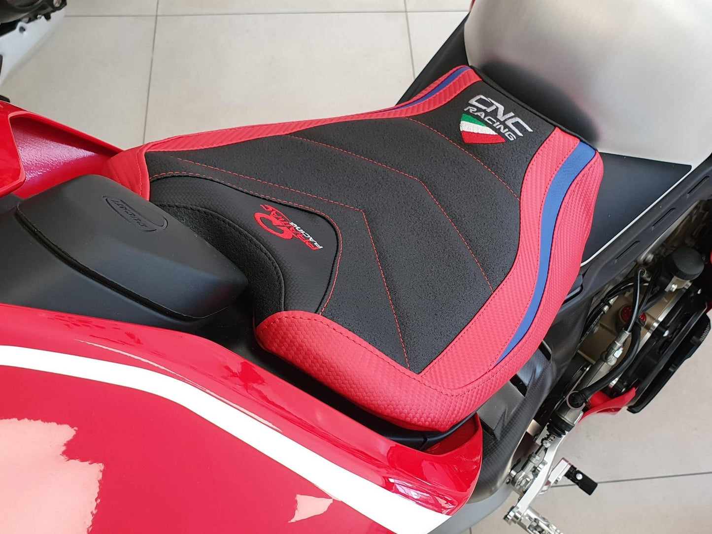 SLD01PR - CNC RACING Ducati Panigale V4 (18/24) Ultragrip Seat Cover (Pramac edition) – Accessories in the Factory Racing Motorcycle Aftermarket Accessories and Parts Online Shop