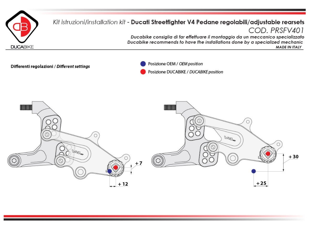 PRSFV401 - DUCABIKE Ducati Streetfighter V4 (2020+) Adjustable Rearset