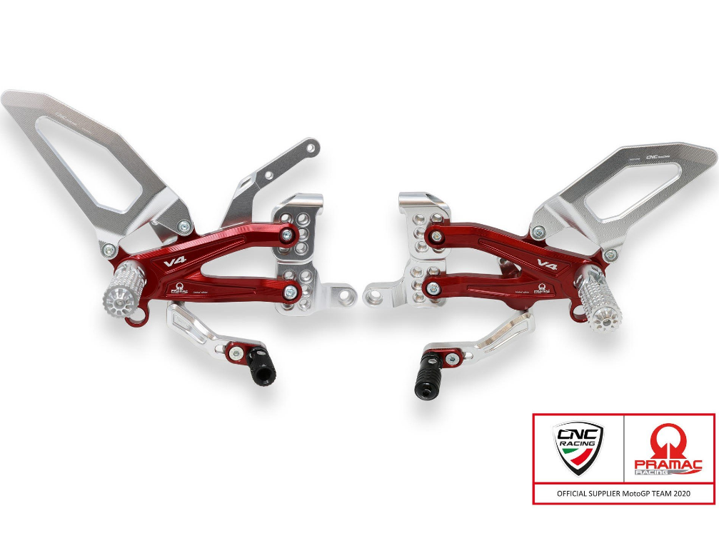 PE409PR - CNC RACING Ducati Streetfighter V4 Adjustable Rearset (Pramac Racing Limited Edition)