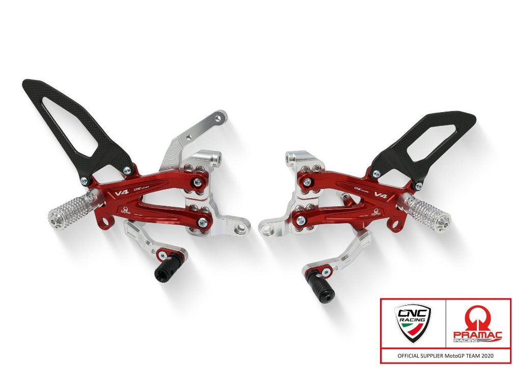 PE410PR - CNC RACING Ducati Streetfighter V4 Adjustable Rearset (carbon heel guards; Pramac Racing Limited Edition) – Accessories in the Factory Racing Motorcycle Aftermarket Accessories and Parts Online Shop