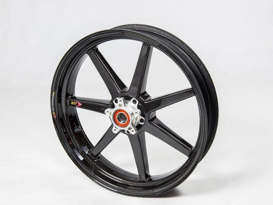 BST Yamaha YZF-R1 / MT-10 Carbon Wheel "Mamba TEK" (front, 7 straight spokes, silver hubs)