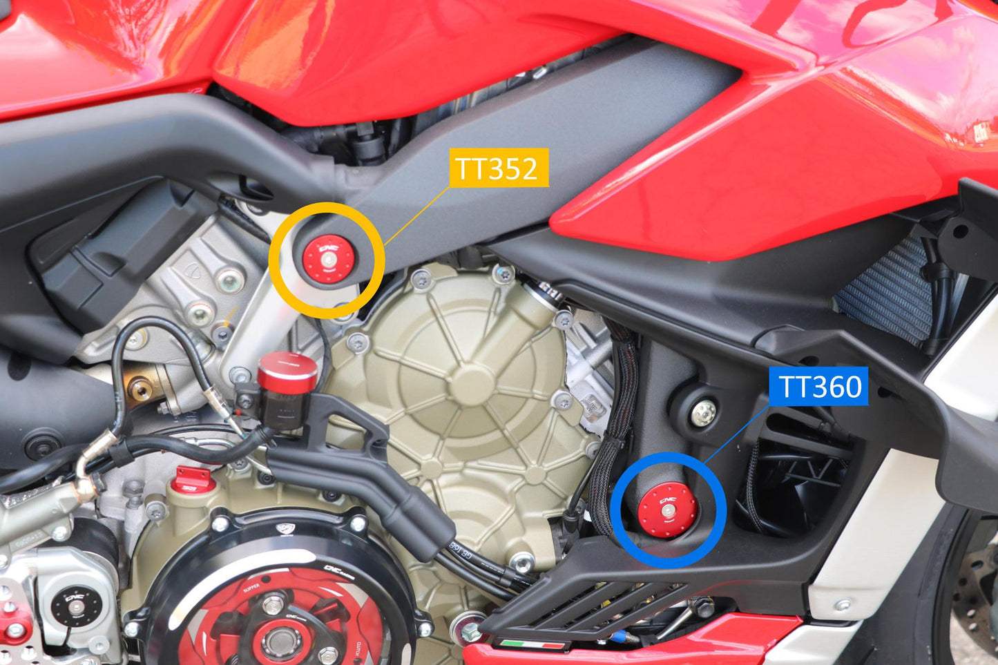 TT360 - CNC RACING Ducati Streetfighter V4 (20/24) Frame Plugs – Accessories in the Factory Racing Motorcycle Aftermarket Accessories and Parts Online Shop