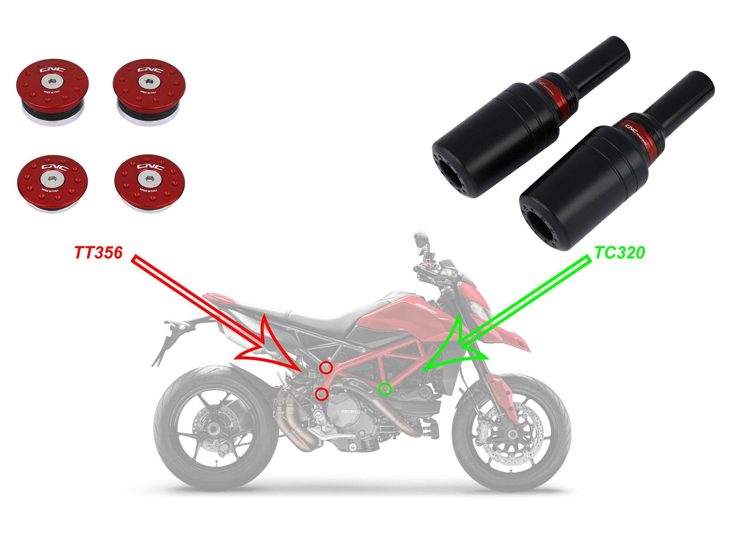 TT356 - CNC RACING Ducati Hypermotard 950 (2019+) Frame Plugs – Accessories in the Factory Racing Motorcycle Aftermarket Accessories and Parts Online Shop
