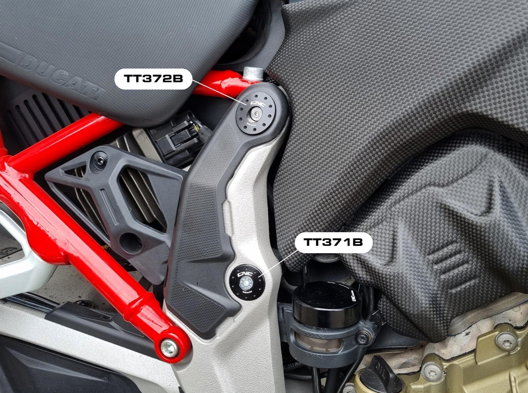 TT372 - CNC RACING Ducati Multistrada V4 (2021+) Frame Plugs (sloping holes set) – Accessories in the Factory Racing Motorcycle Aftermarket Accessories and Parts Online Shop