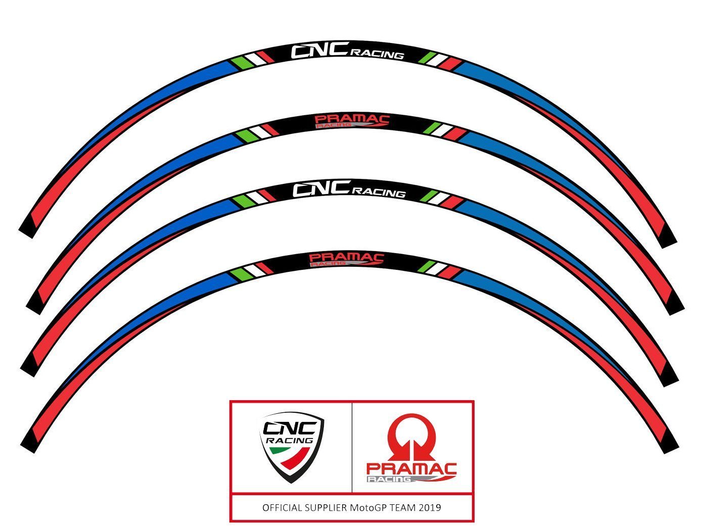 CNC RACING WK002PR Wheel Stripes kit (17'', Pramac edition) – Merc. in the 2WheelsHero Motorcycle Aftermarket Accessories and Parts Online Shop