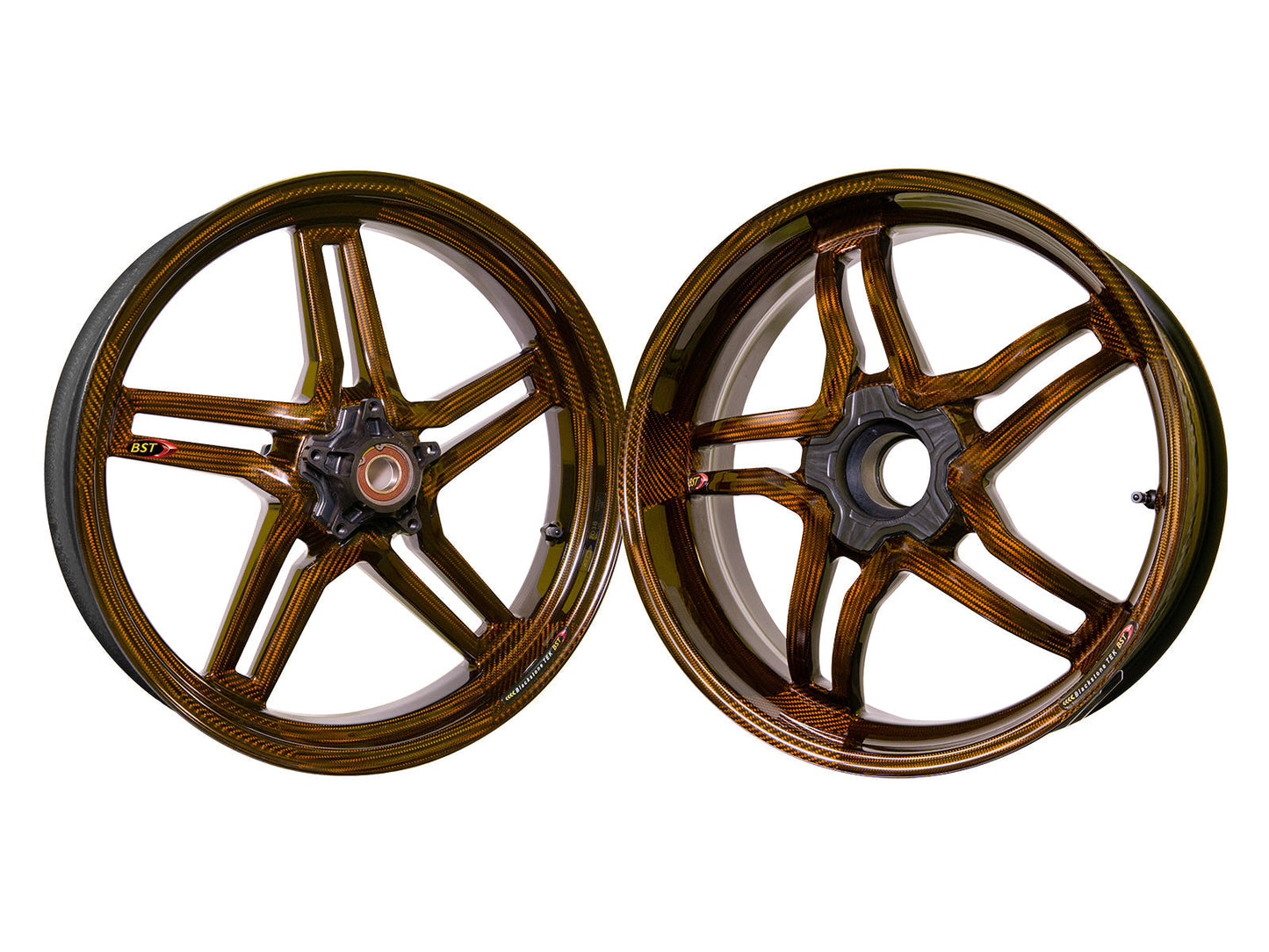 BST MV Agusta Brutale 1078 / 990R (10/11) Carbon Wheels Set "Rapid TEK" (front & offset rear, 5 slanted spokes, black hubs)