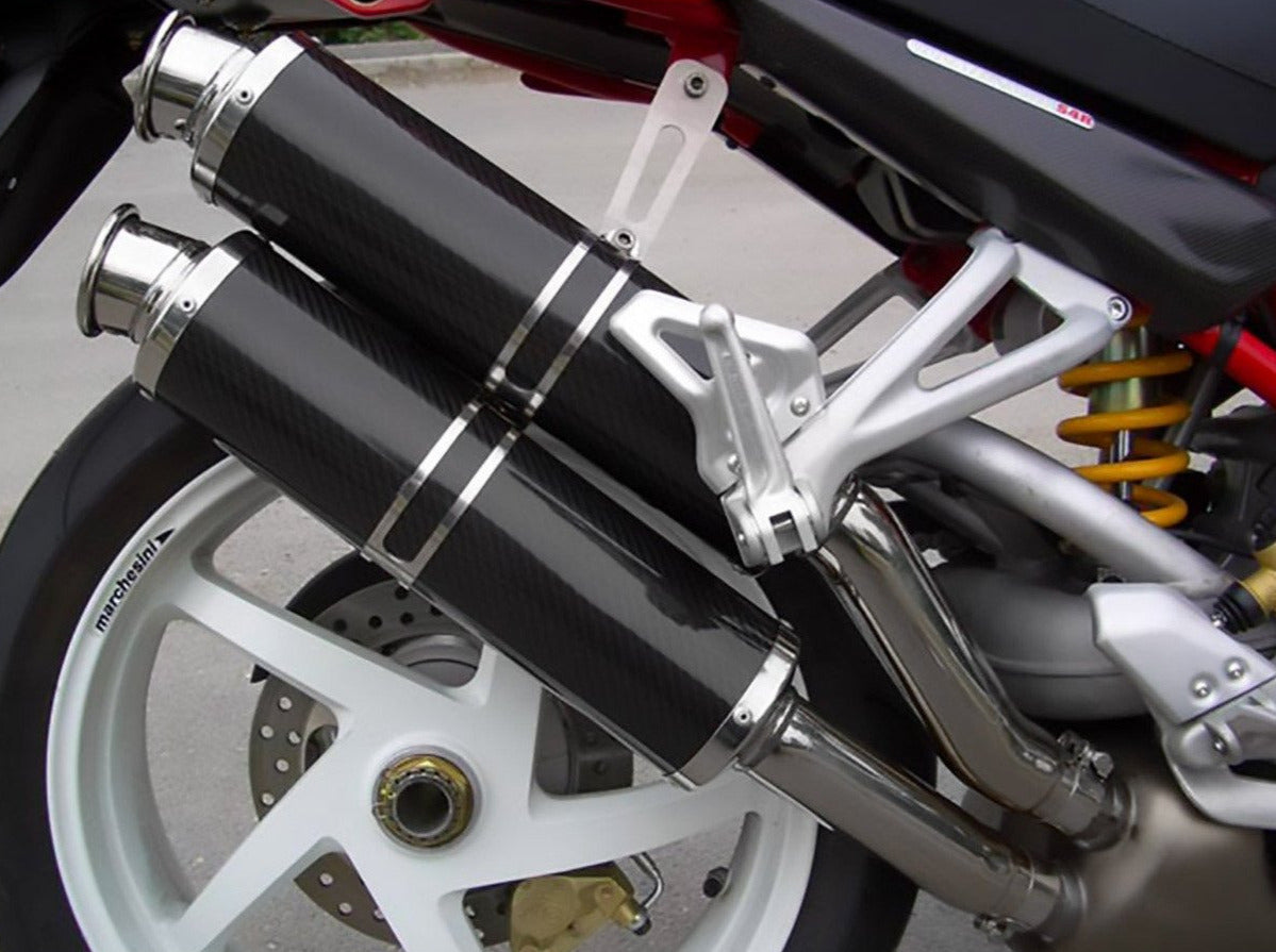 SPARK GDU0823 Ducati Monster S4R / S4RS (06/08) Carbon Slip-on Exhaust "Round" (EU homologated; 45° lateral mounting)