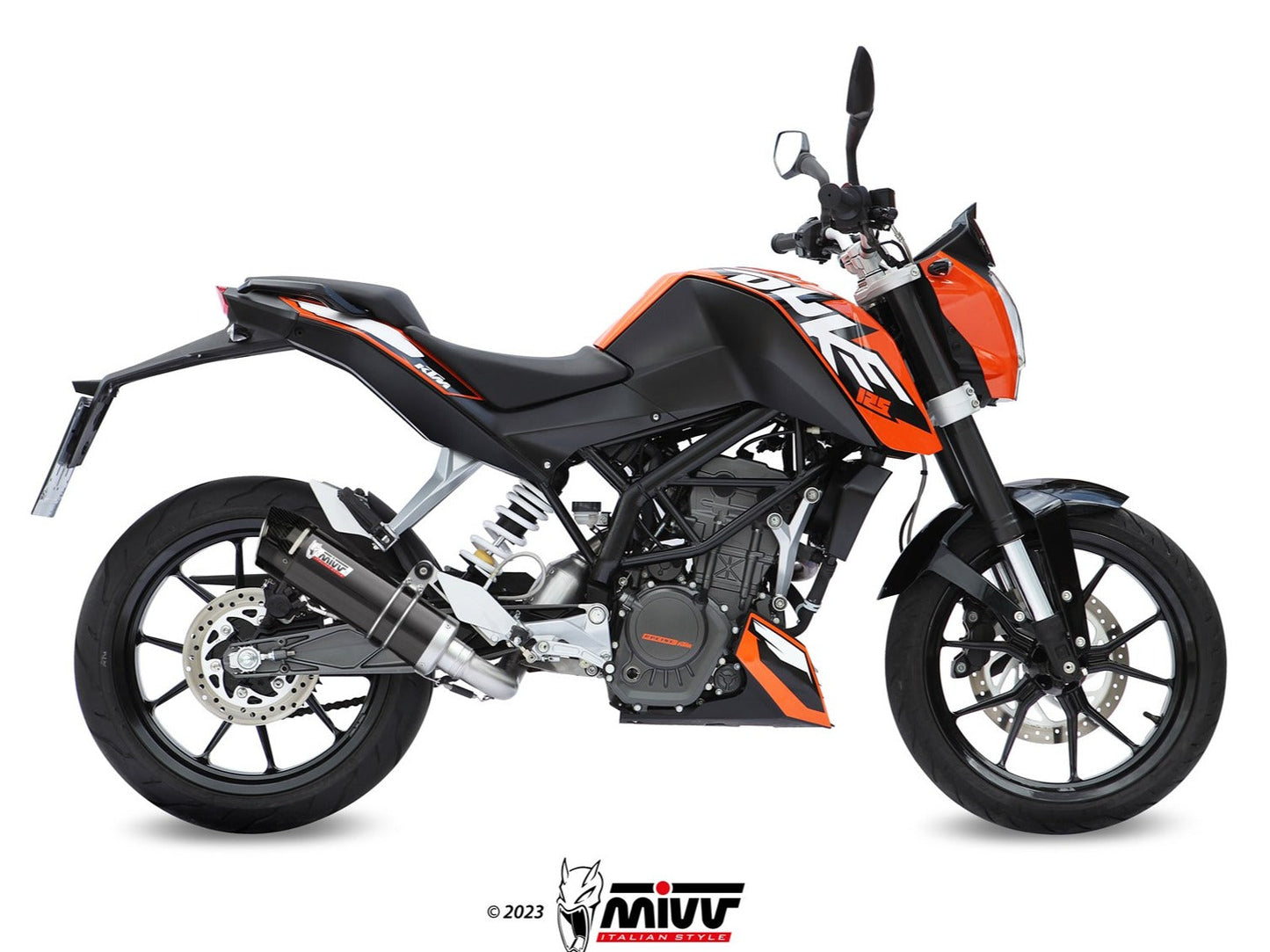 MIVV KT.009 KTM 125 / 200 DUKE ( 2011 / 16 ) Full System Exhaust "GP" ( black + carbon cap; approved) – Accessories in the 2WheelsHero Motorcycle Aftermarket Accessories and Parts Online Shop
