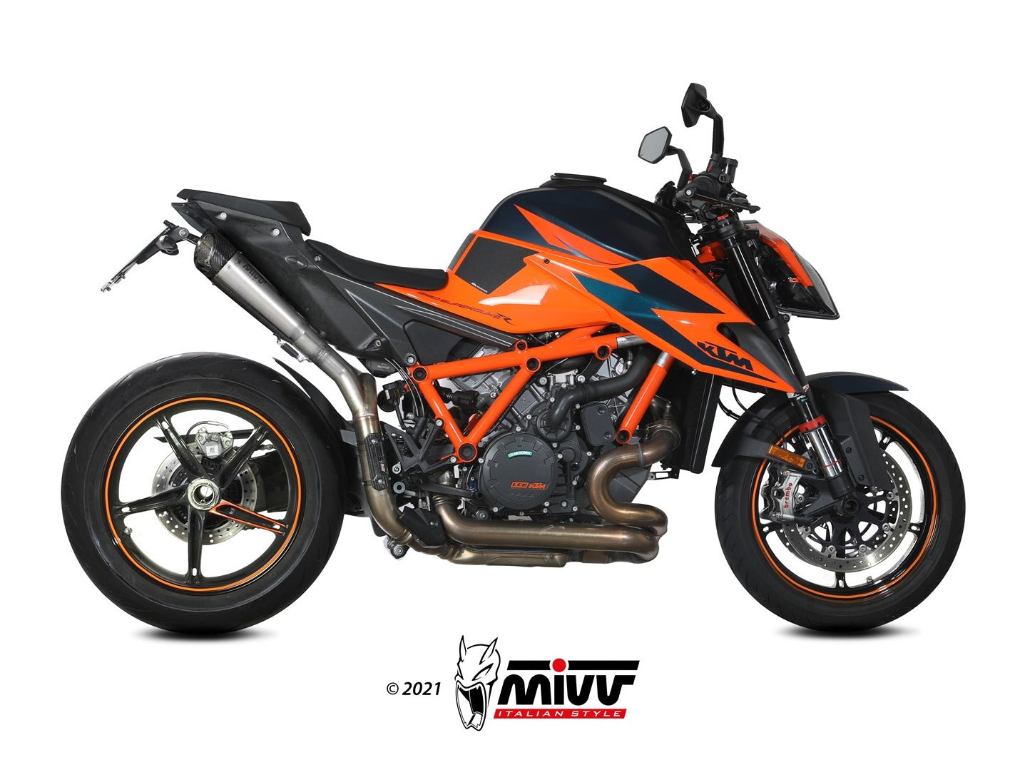 MIVV KT.028 KTM 1290 SUPERDUKE R ( 2020 / 23 ) Dual Slip-on Underseat Exhaust "X-M5" (titanium; approved) – Accessories in the 2WheelsHero Motorcycle Aftermarket Accessories and Parts Online Shop