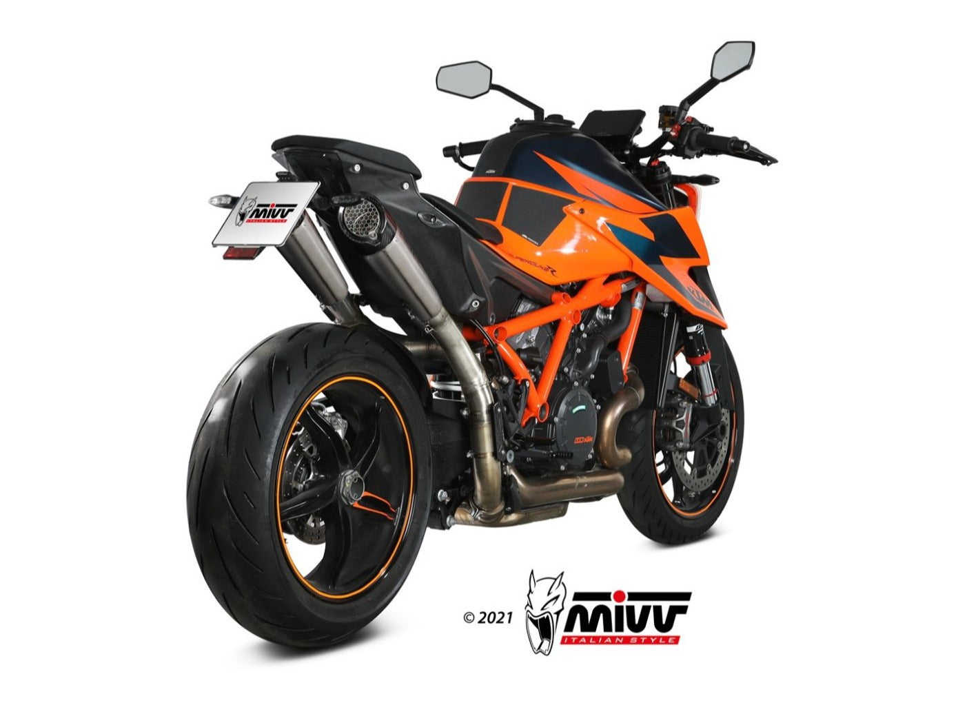 MIVV KT.028 KTM 1290 SUPERDUKE R ( 2020 / 23 ) Dual Slip-on Underseat Exhaust "X-M5" (titanium; approved) – Accessories in the 2WheelsHero Motorcycle Aftermarket Accessories and Parts Online Shop