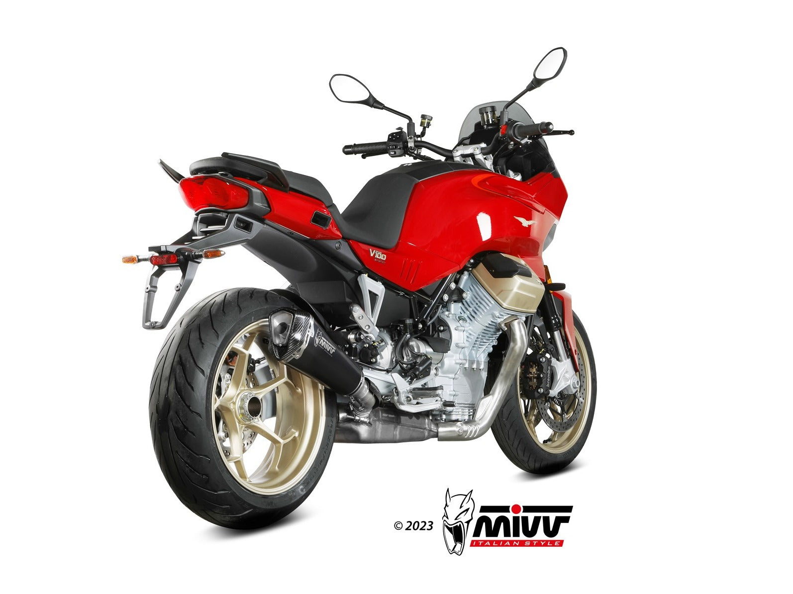 MIVV M.015 MOTO GUZZI V100 MANDELLO ( 2022+ ) Slip-on Exhaust "Delta Race" (black; approved) – Accessories in the 2WheelsHero Motorcycle Aftermarket Accessories and Parts Online Shop