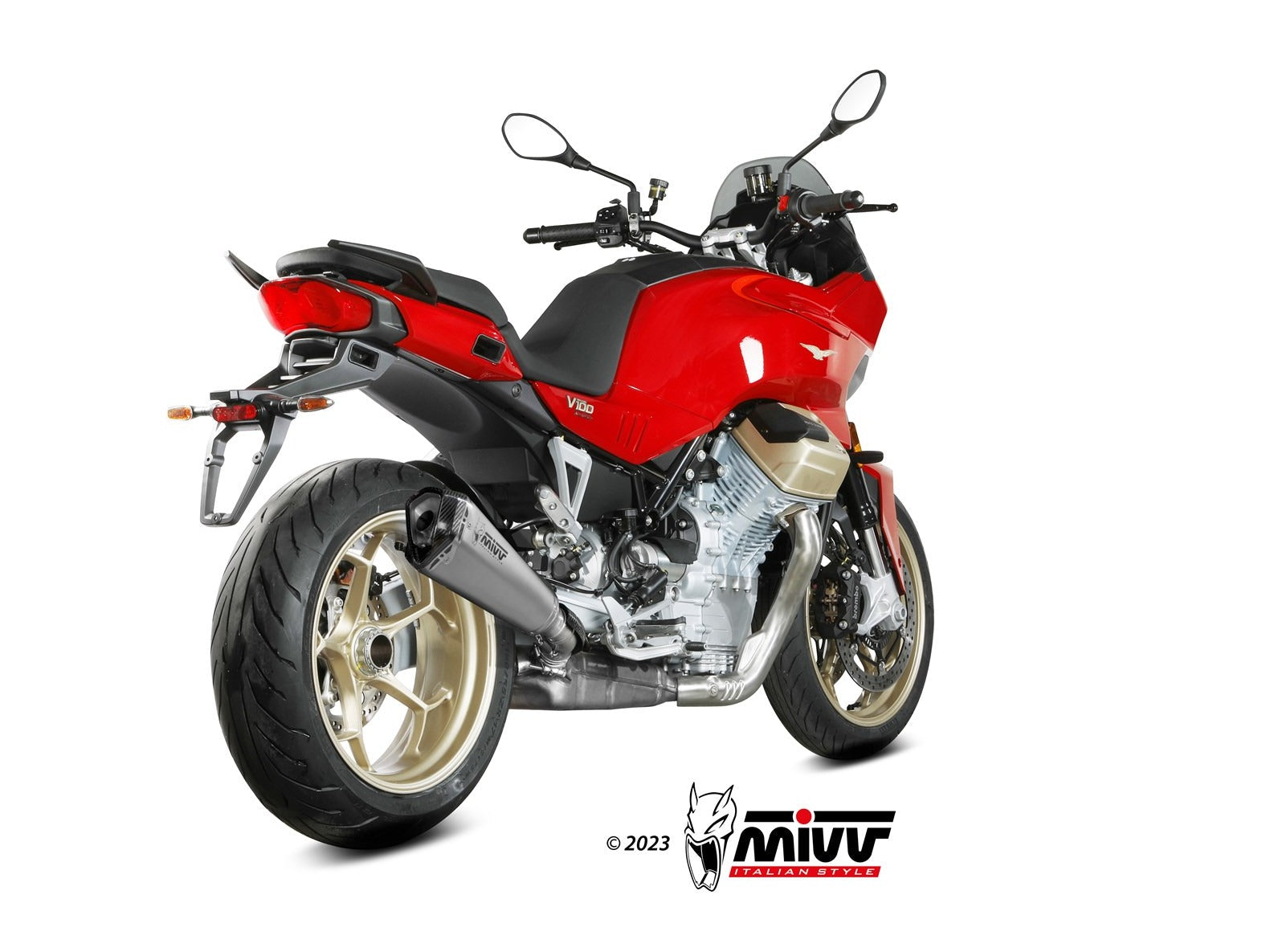 MIVV M.015 MOTO GUZZI V100 MANDELLO ( 2022+ ) Slip-on Exhaust "Delta Race" (stainless steel; approved) – Accessories in the 2WheelsHero Motorcycle Aftermarket Accessories and Parts Online Shop