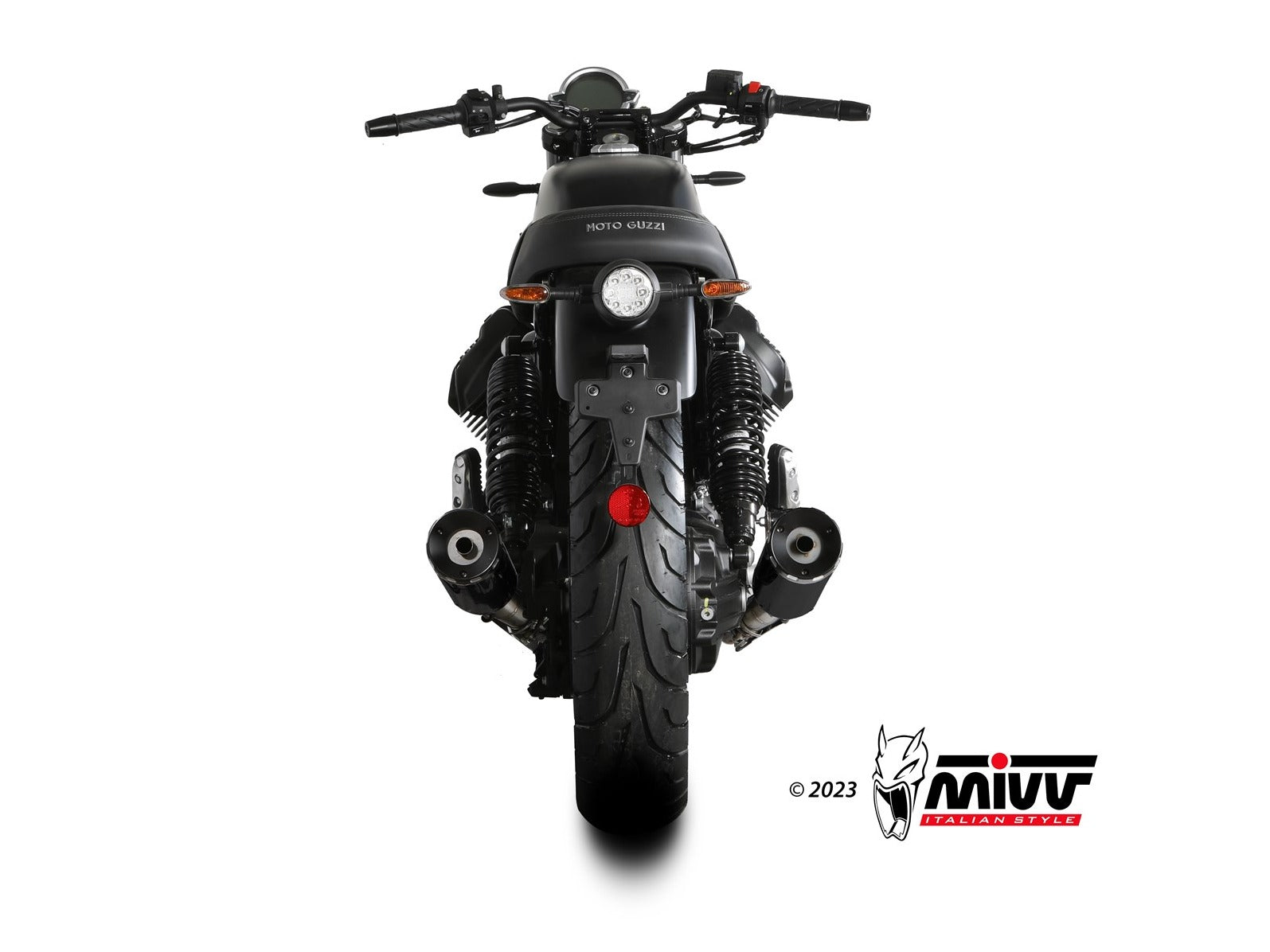 MIVV M.014 MOTO GUZZI V7 STONE ( 2021+ ) Dual Slip-on Exhaust "HR-1" (black + aluminium back; approved) – Accessories in the 2WheelsHero Motorcycle Aftermarket Accessories and Parts Online Shop