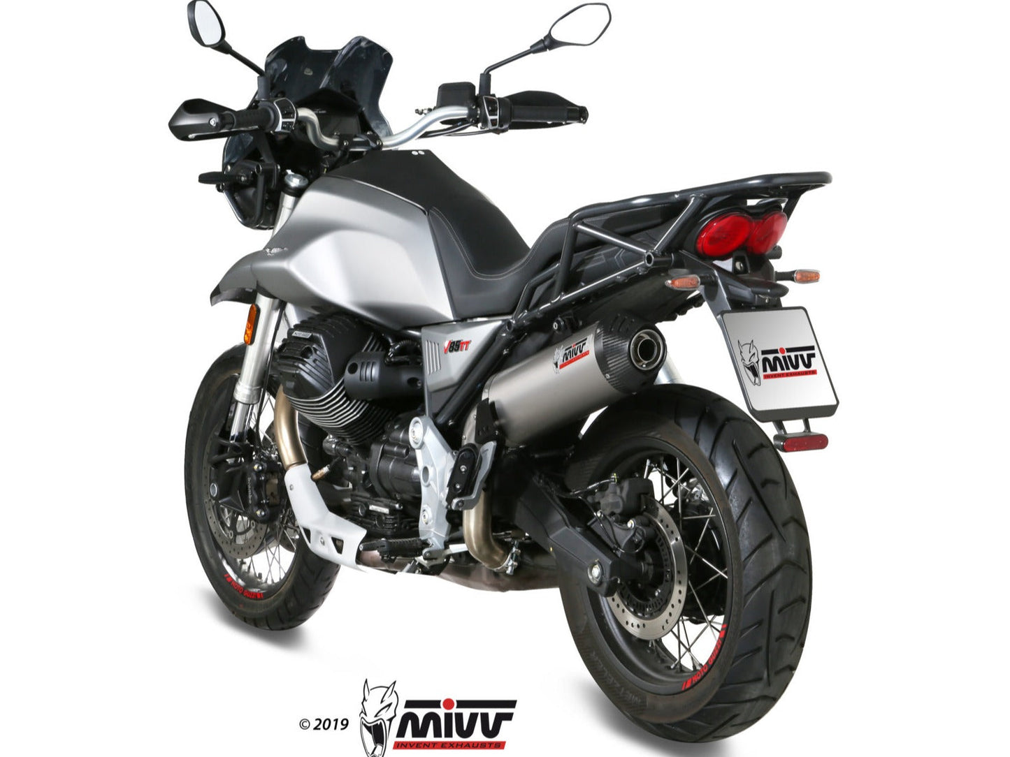 MIVV M.013 MOTO GUZZI V85 TT ( 2019+ ) Slip-on Exhaust "Oval" (titanium + carbon cap; approved) – Accessories in the 2WheelsHero Motorcycle Aftermarket Accessories and Parts Online Shop