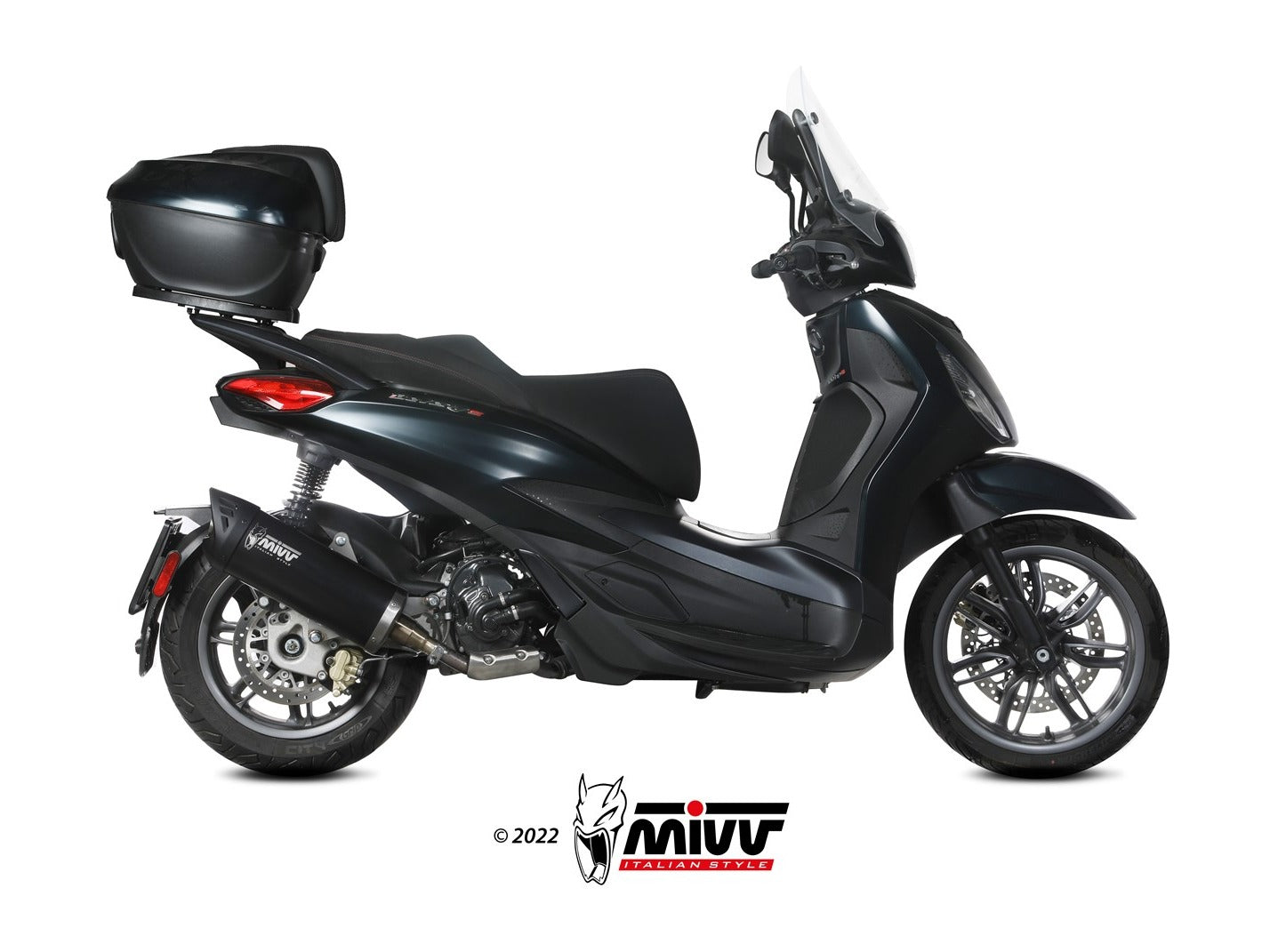 MIVV MV.PG.0006 PIAGGIO BEVERLY 300 HPE ( 2021+ ) Slip-on Exhaust "Mover" (black; approved) – Accessories in the 2WheelsHero Motorcycle Aftermarket Accessories and Parts Online Shop