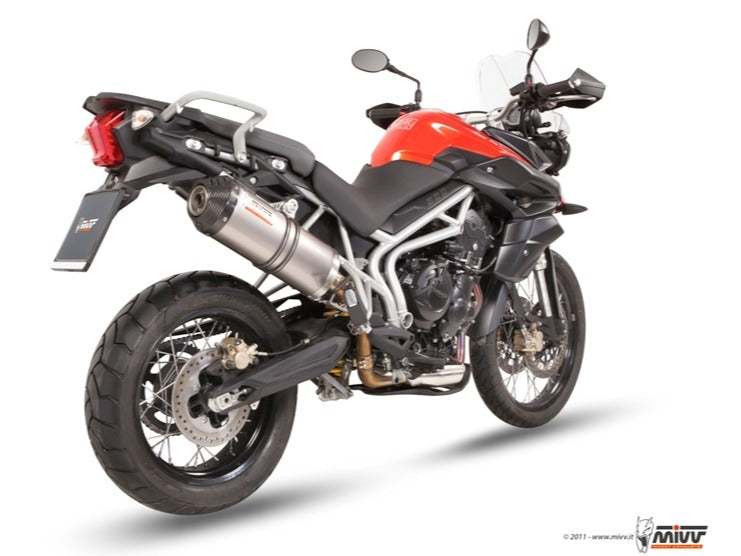 MIVV T.011 TRIUMPH TIGER 800 XC / XR / XRx / XCx / XRT / XCA ( 2011 / 16 ) Slip-on Exhaust "Oval" ( titanium + carbon cap; approved) – Accessories in the 2WheelsHero Motorcycle Aftermarket Accessories and Parts Online Shop