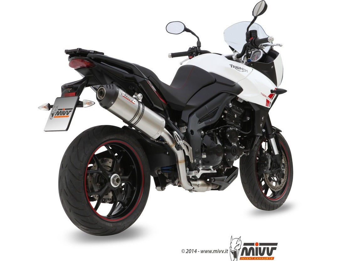 MIVV T.014 TRIUMPH TIGER 1050 ( 2013 / 16 ) Slip-on Exhaust "Oval" (titanium + carbon cap; approved) – Accessories in the 2WheelsHero Motorcycle Aftermarket Accessories and Parts Online Shop
