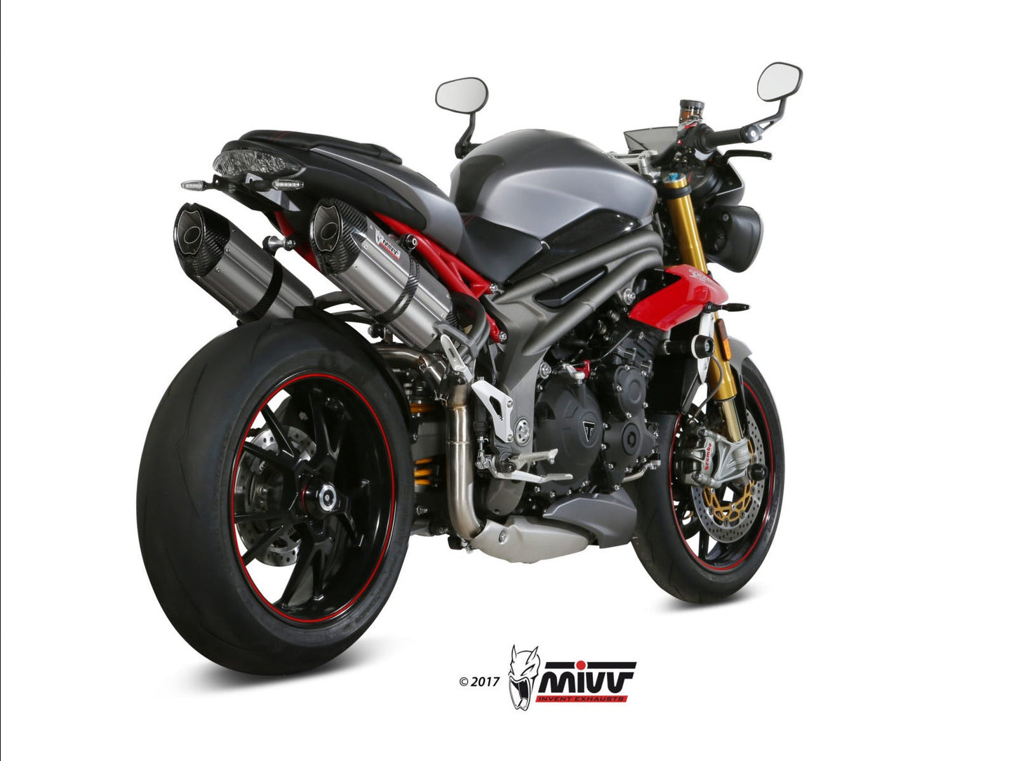 MIVV AT.016 TRIUMPH SPEED TRIPLE 1050 R / S / RS ( 2016 - 17 ) Dual Slip On Exhaust "Suono" (stainless steel; approved) – Accessories in the 2WheelsHero Motorcycle Aftermarket Accessories and Parts Online Shop