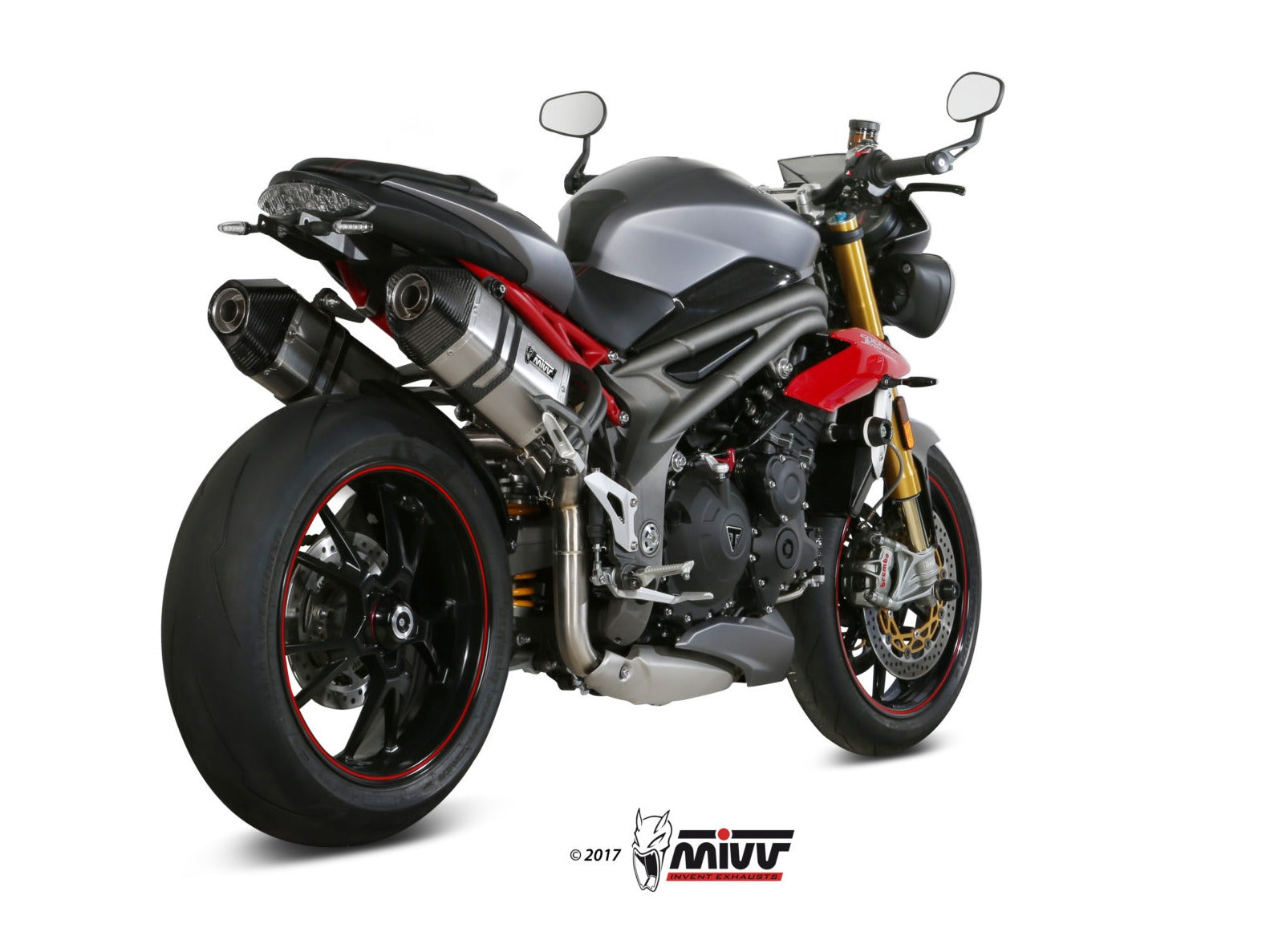 MIVV AT.016 TRIUMPH SPEED TRIPLE 1050 R / S / RS ( 2016 - 17 ) Dual Slip On Exhaust "Speed Edge" (stainless steel; approved) – Accessories in the 2WheelsHero Motorcycle Aftermarket Accessories and Parts Online Shop