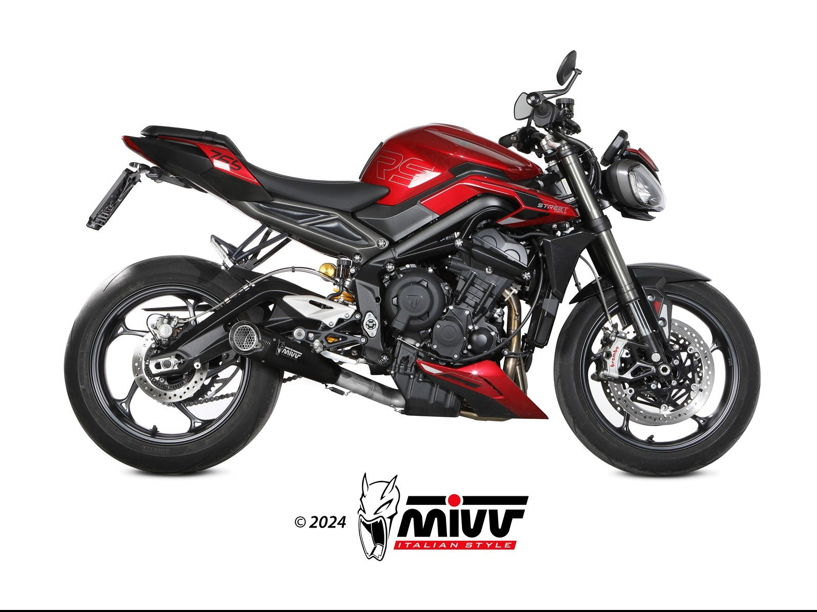 MIVV T.027 TRIUMPH STREET TRIPLE 765 R / RS ( 2023+ ) Full System Exhaust "X-M5" (black; not approved) – Accessories in the 2WheelsHero Motorcycle Aftermarket Accessories and Parts Online Shop