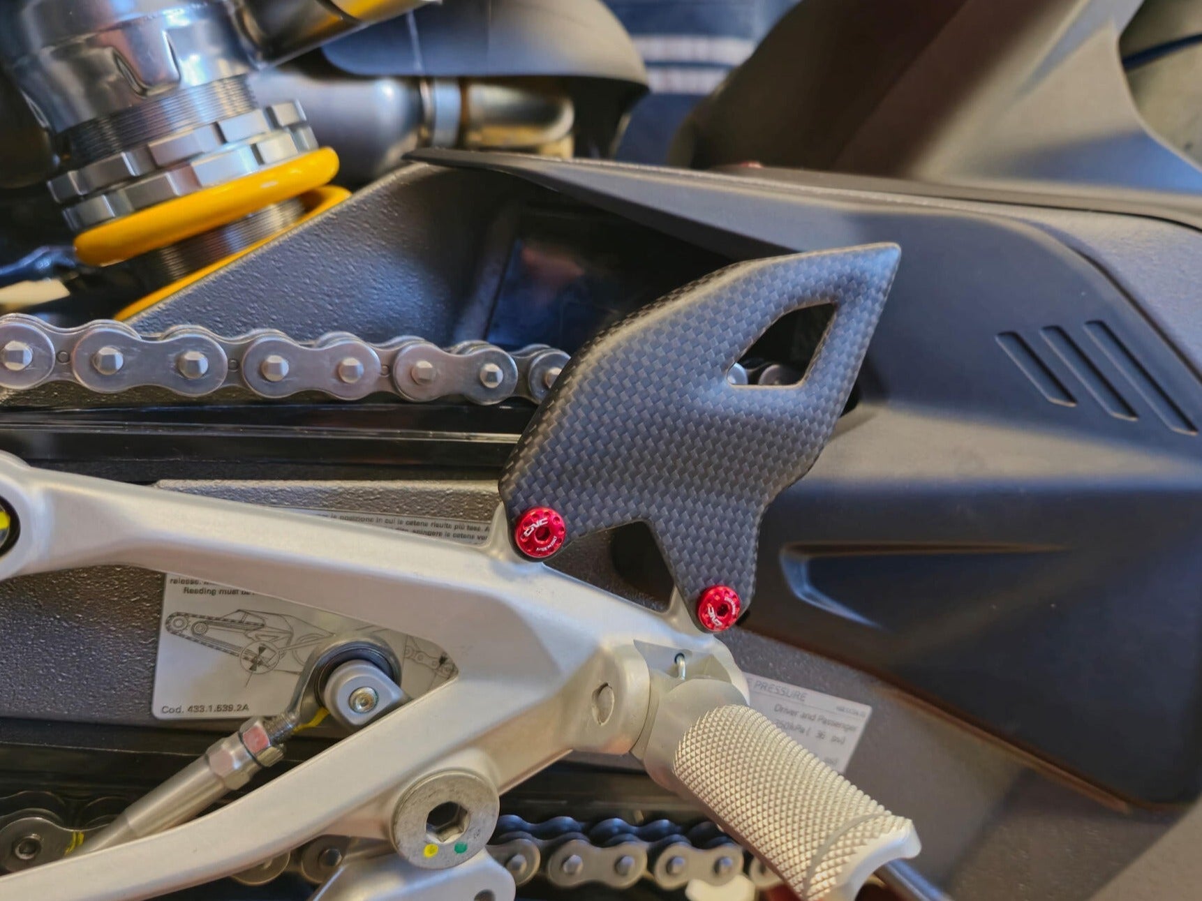 CNC RACING ZA412 Ducati Panigale V4 (2025+) Carbon Heel Guard Kit – Accessories in the Factory Racing Motorcycle Aftermarket Accessories and Parts Online Shop