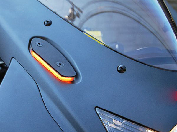 Smoked Black Front Indicator Lights For Suzuki GSX600F / GSX750F (AJ/AK) – Set Of 2 By WhiteLights